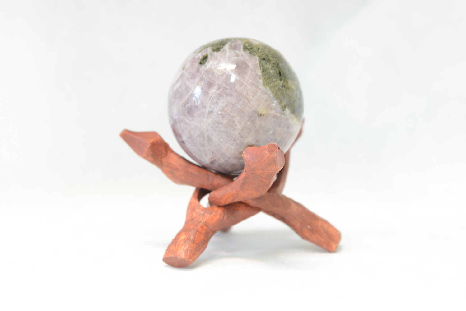 Amethyst Sphere and Carved Wood Stand