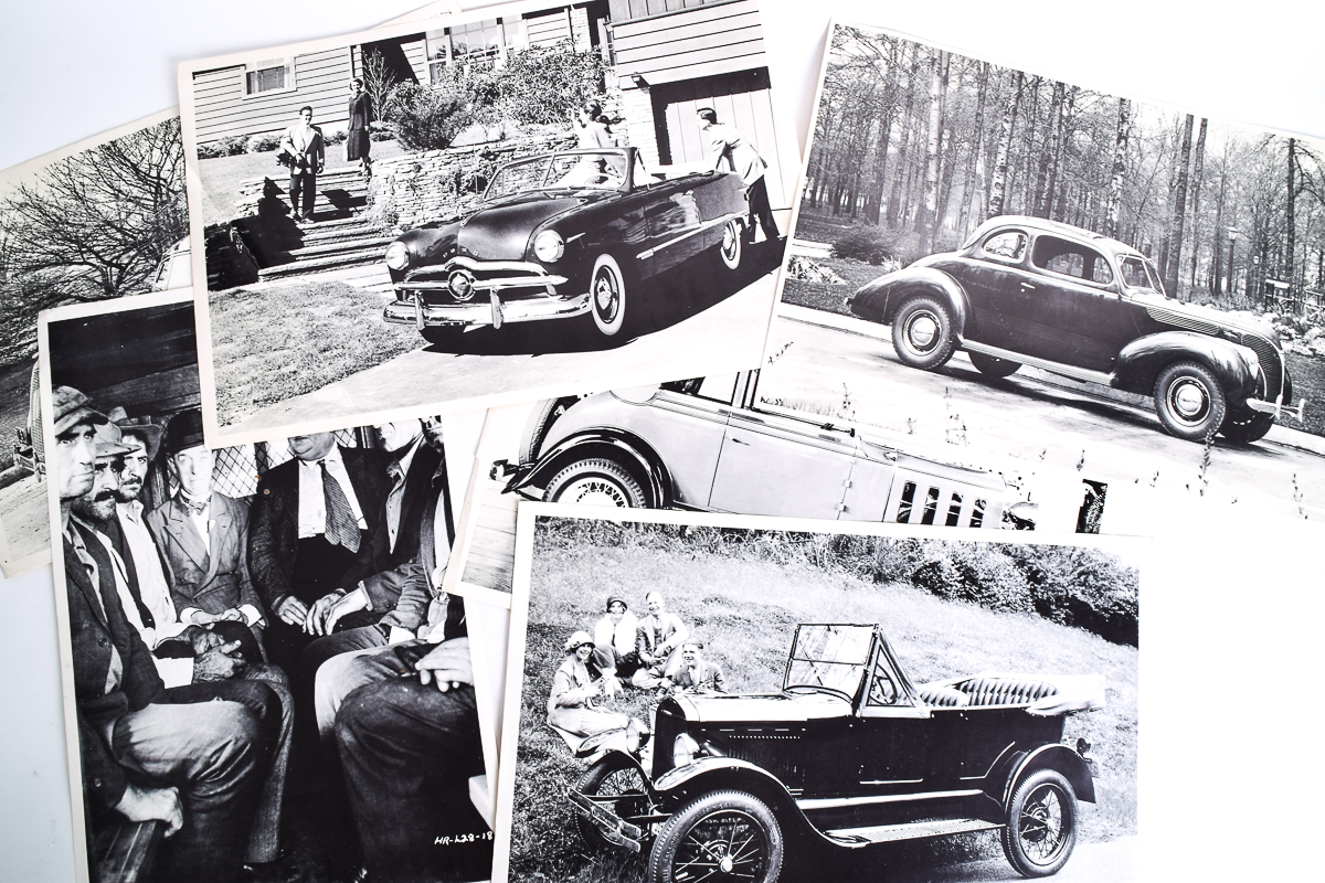 Set of Five Black and White Vintage and Antique Car Photographs