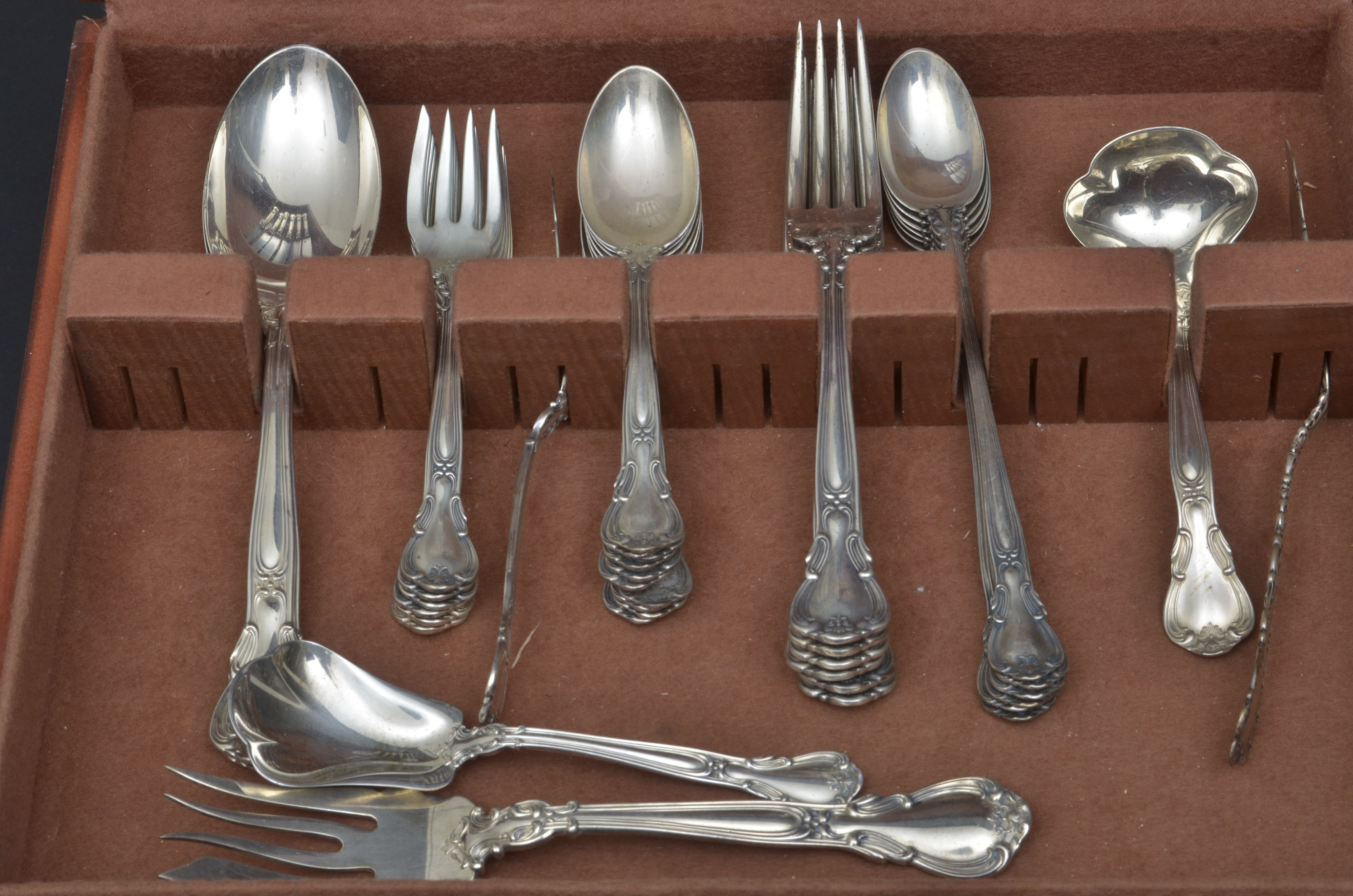 Antique Gorham Corporation Sterling Silverware Set in Tarnish Proof Chest