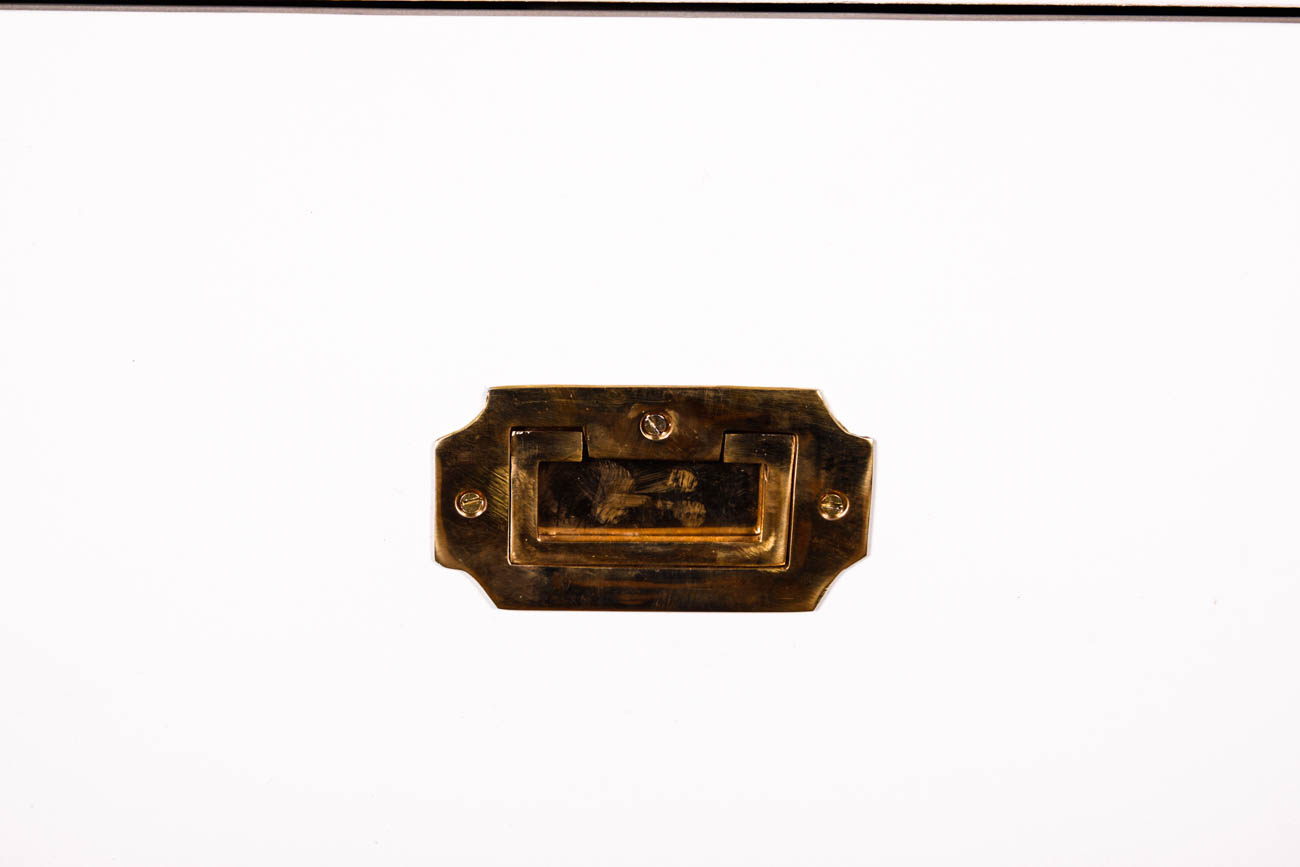 Campaign Style Night Stands with Brass Fixtures