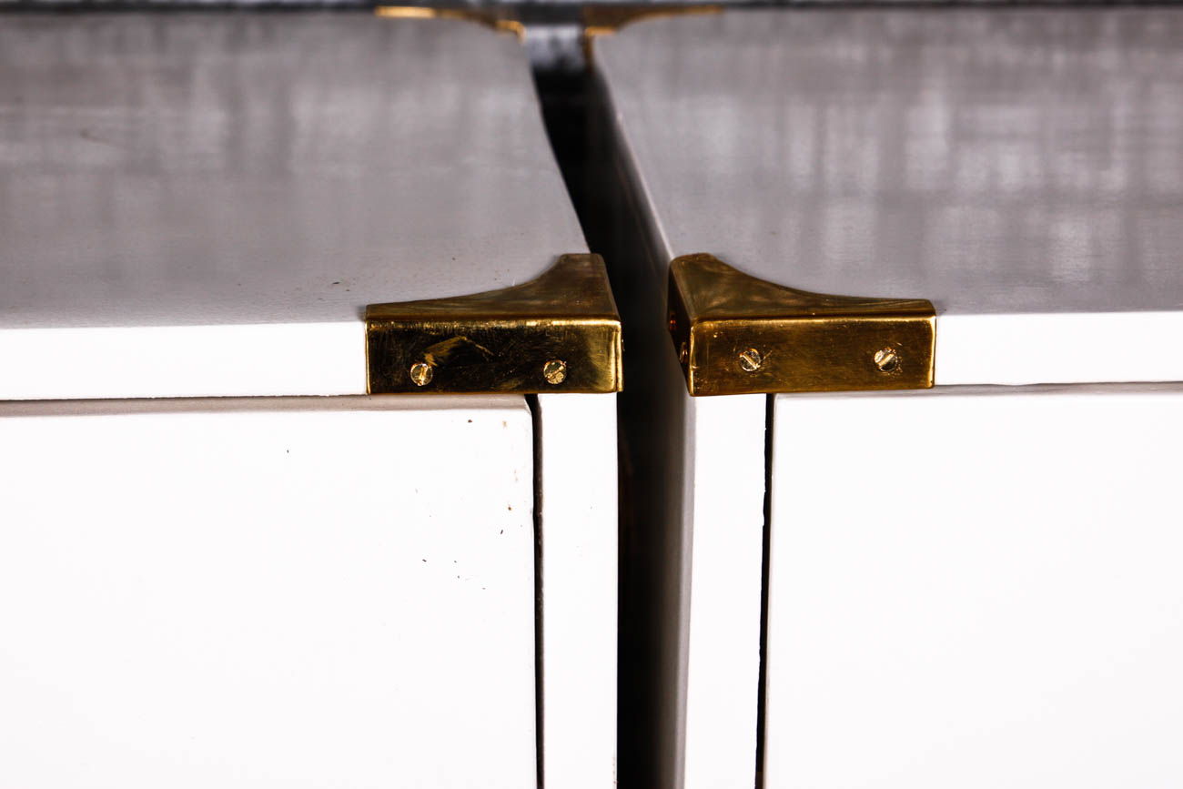 Campaign Style Night Stands with Brass Fixtures