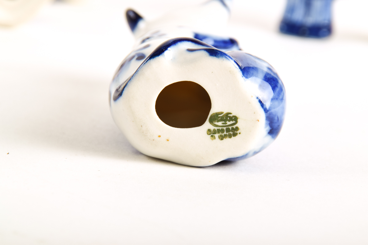 Gzhel Russian Blue and White Porcelain Animal Figurines