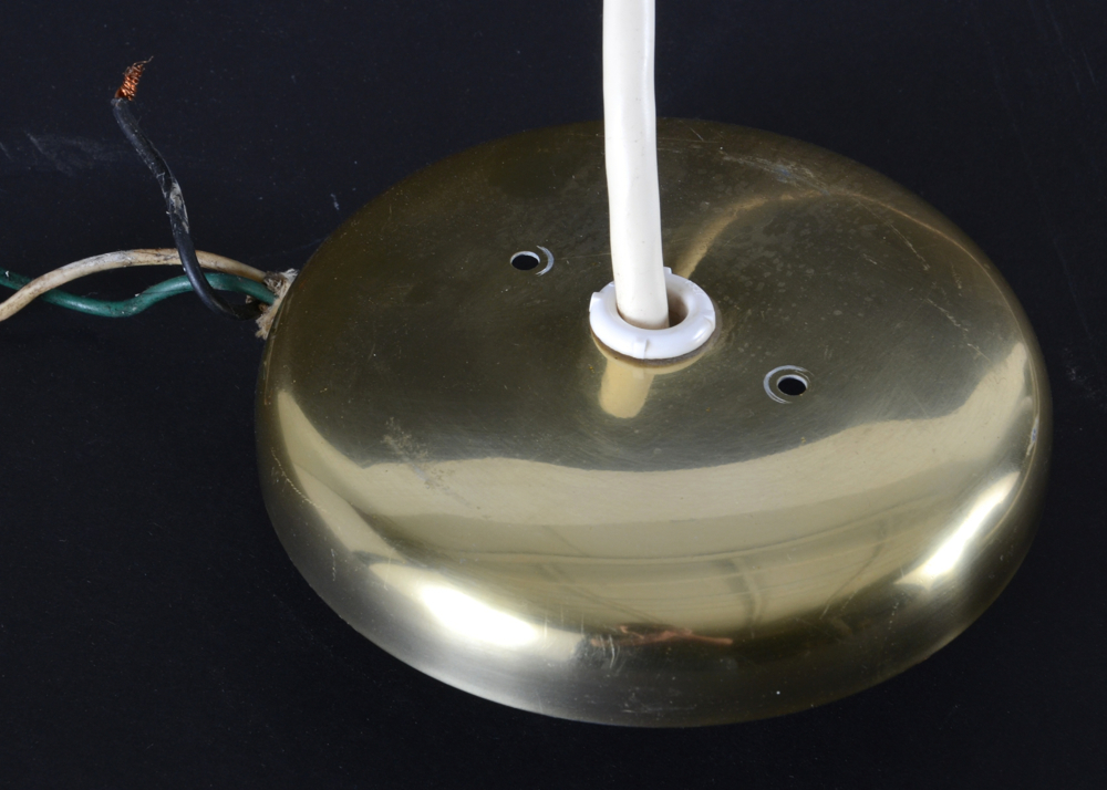 Pair of Brass and Opaline Hanging Lamps