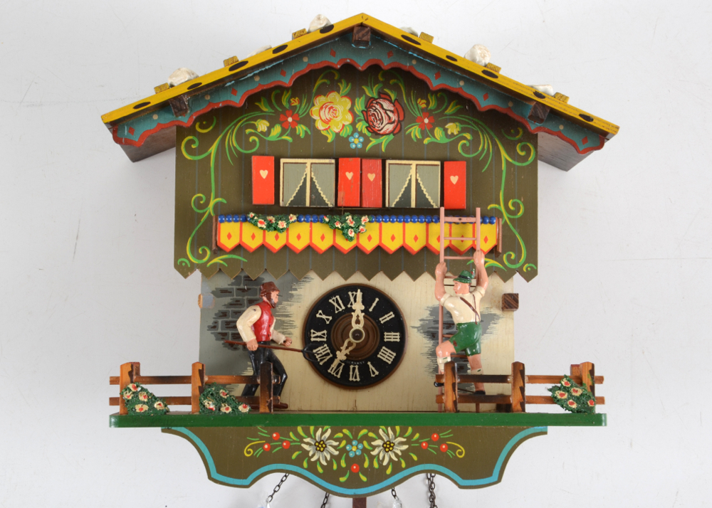 Vintage Hand Painted West German Cuckoo Clock
