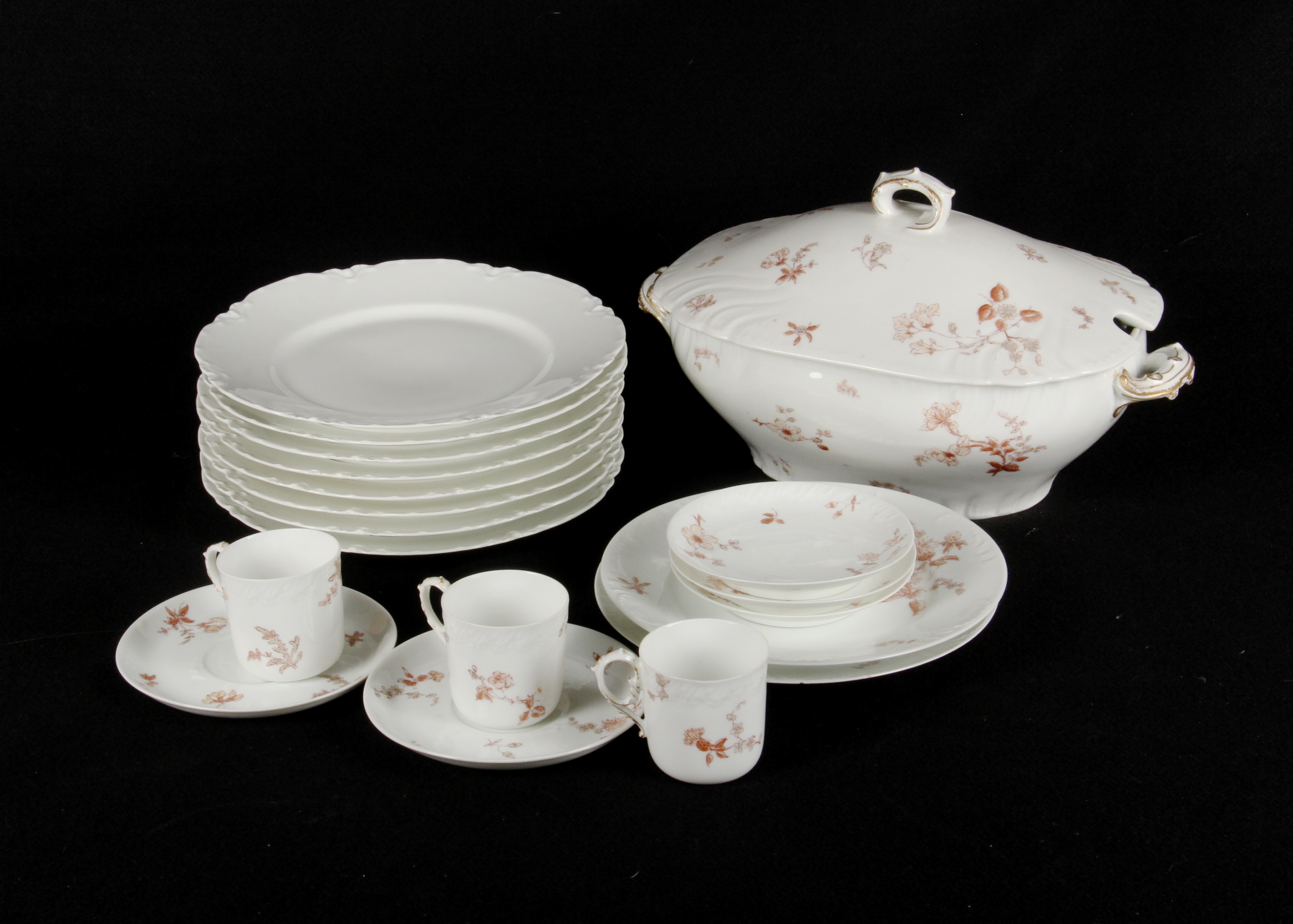 Collection of Haviland Limoges Plates, Cups and Tureen