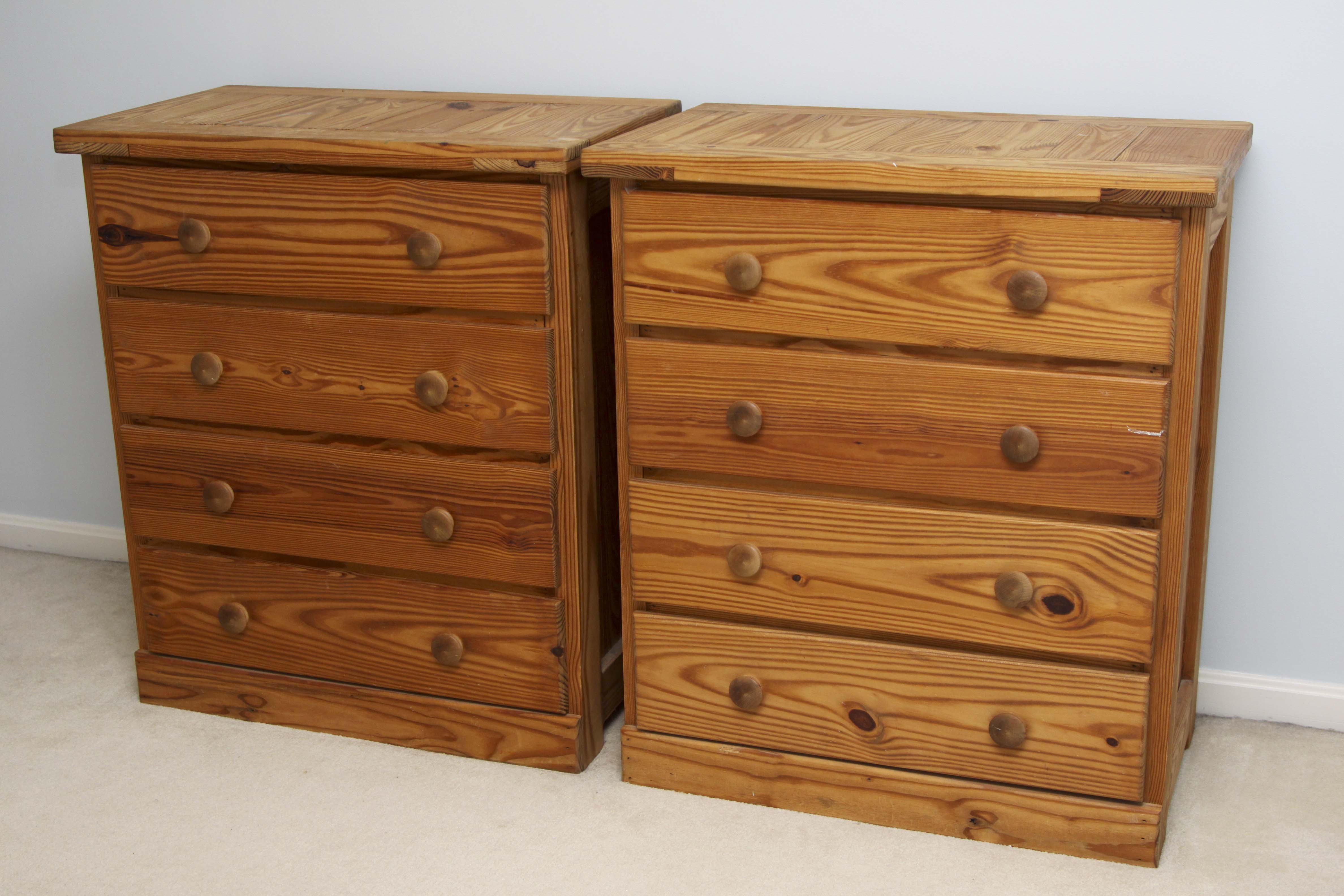 Pair of Pine Wood Chest of Drawers