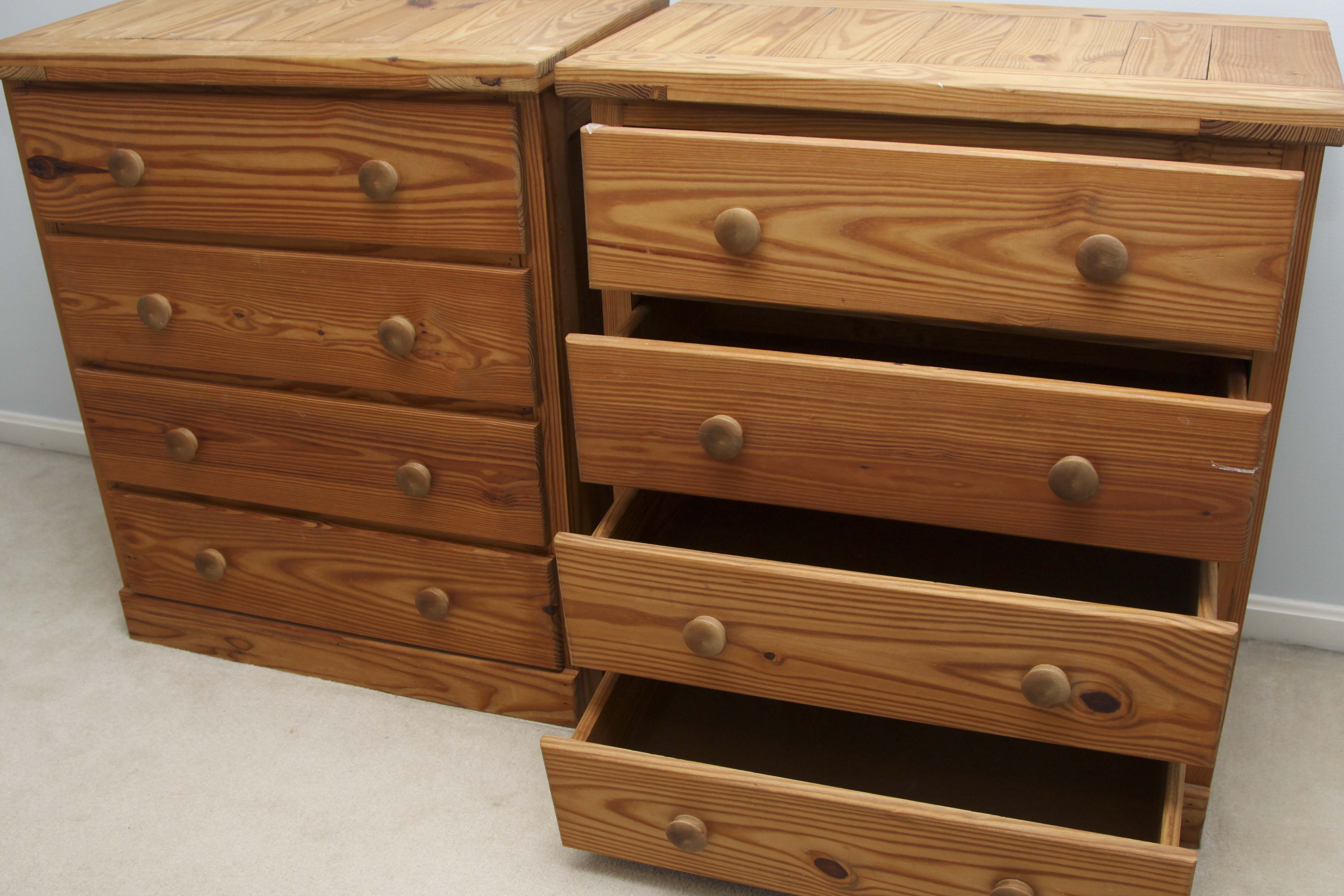 Pair of Pine Wood Chest of Drawers