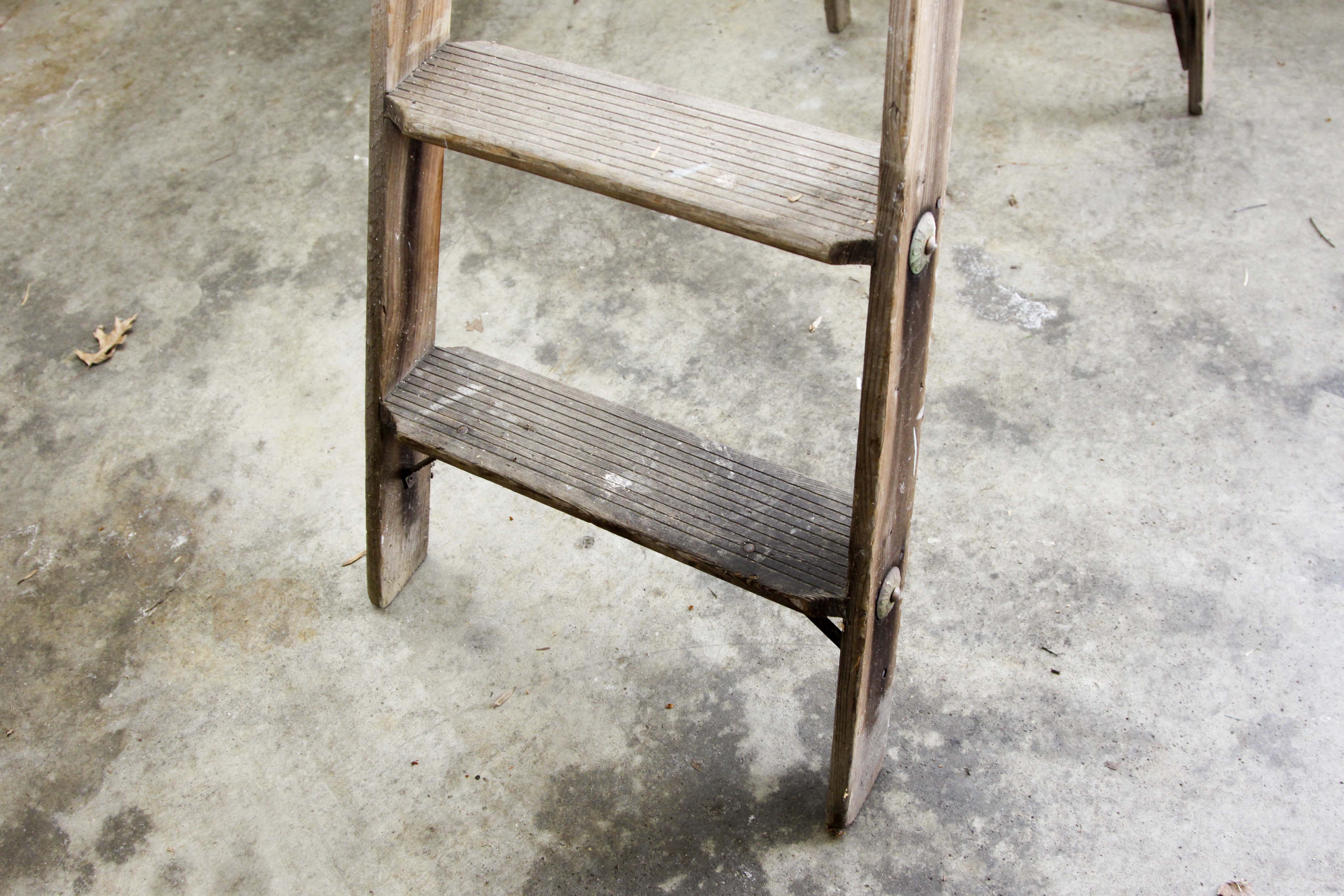 Vintage Six-Foot Folding Wood Ladder