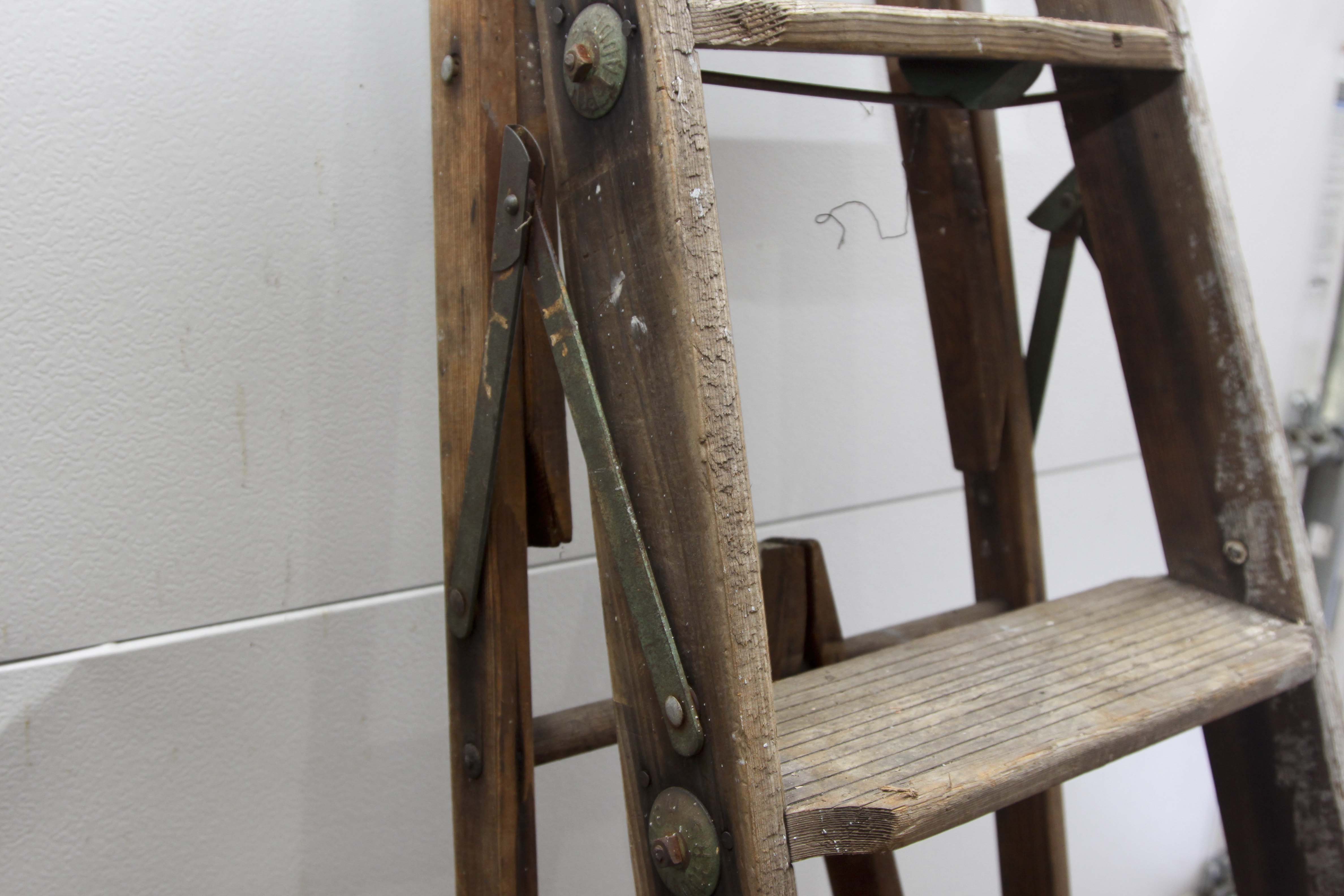 Vintage Six-Foot Folding Wood Ladder