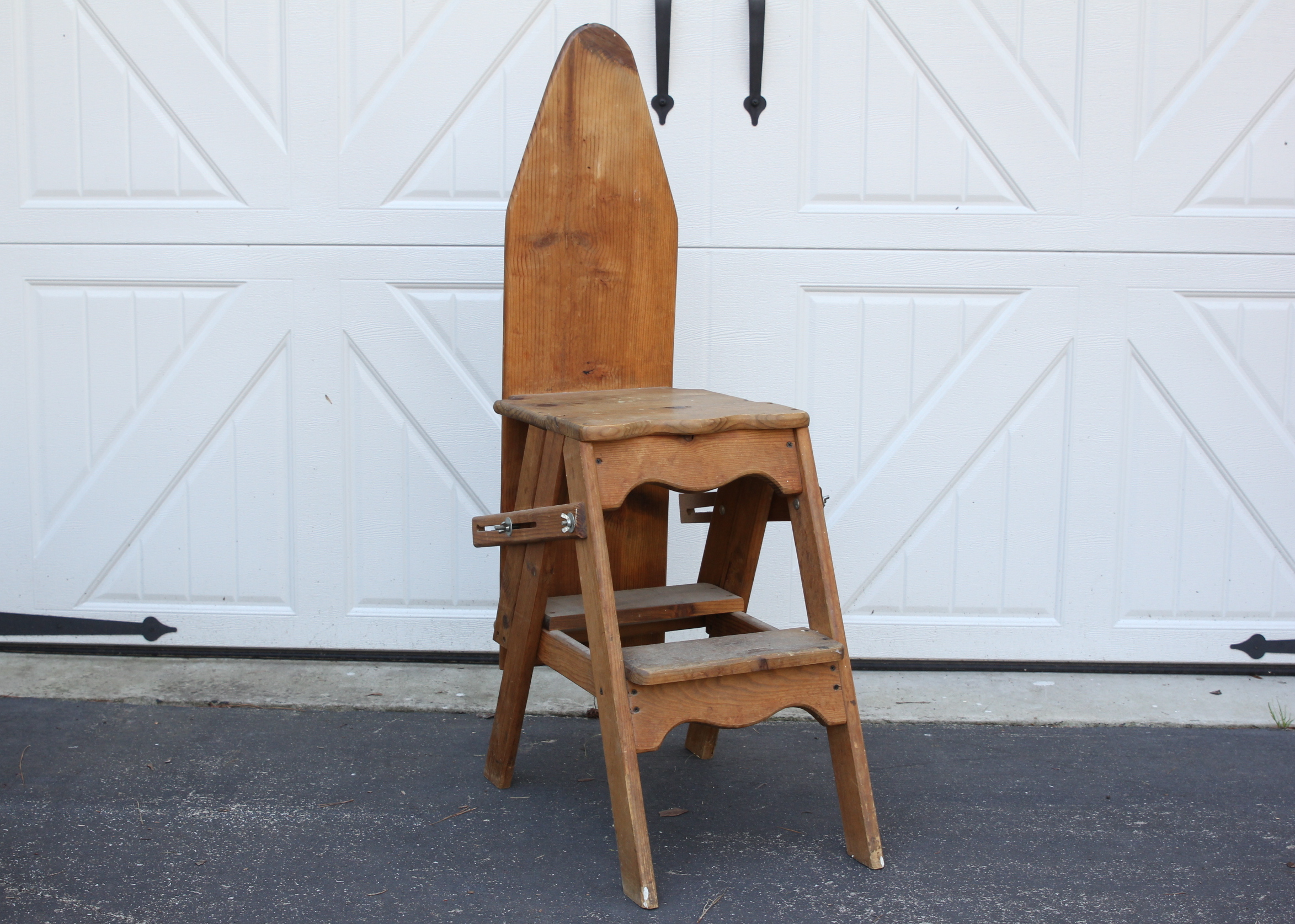 Vintage Amish Wood Ironing Board Ladder Chair