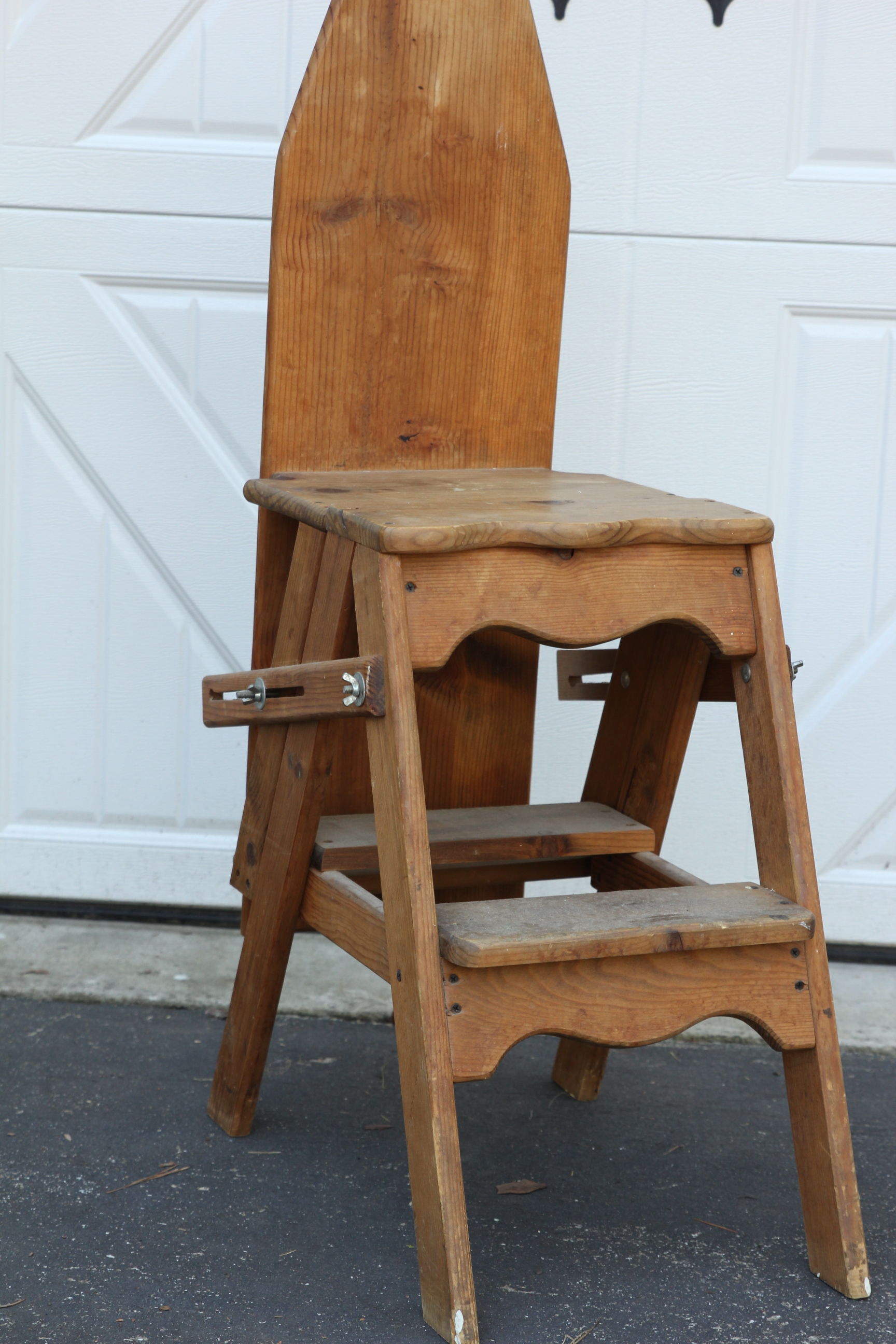 Vintage Amish Wood Ironing Board Ladder Chair