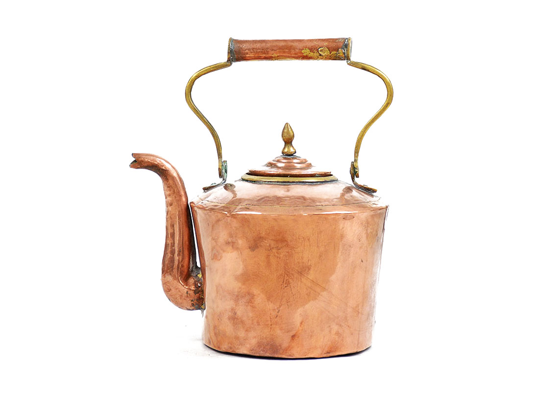 Antique English Hand Hammered Copper Tea Kettle
