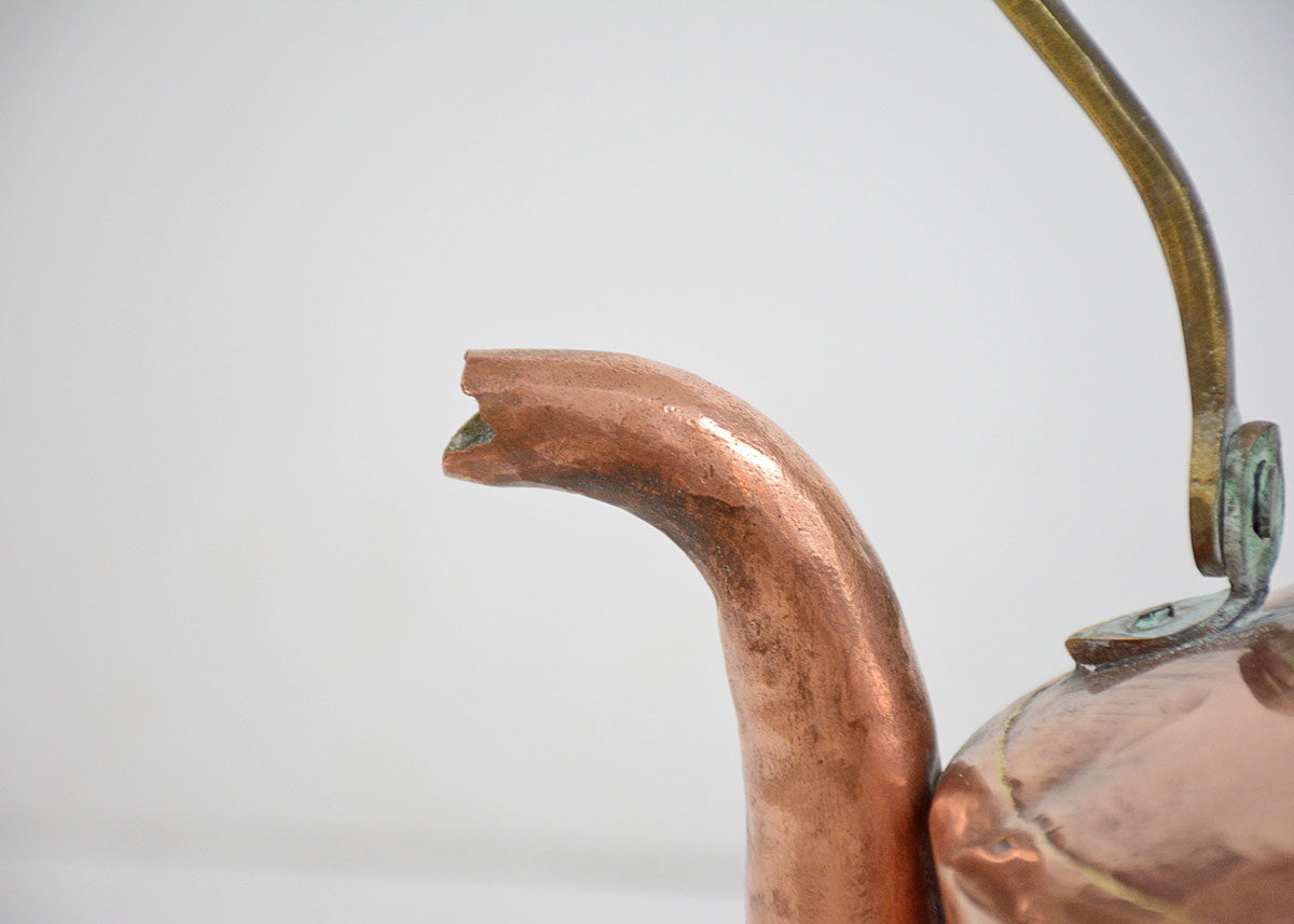 Antique English Hand Hammered Copper Tea Kettle