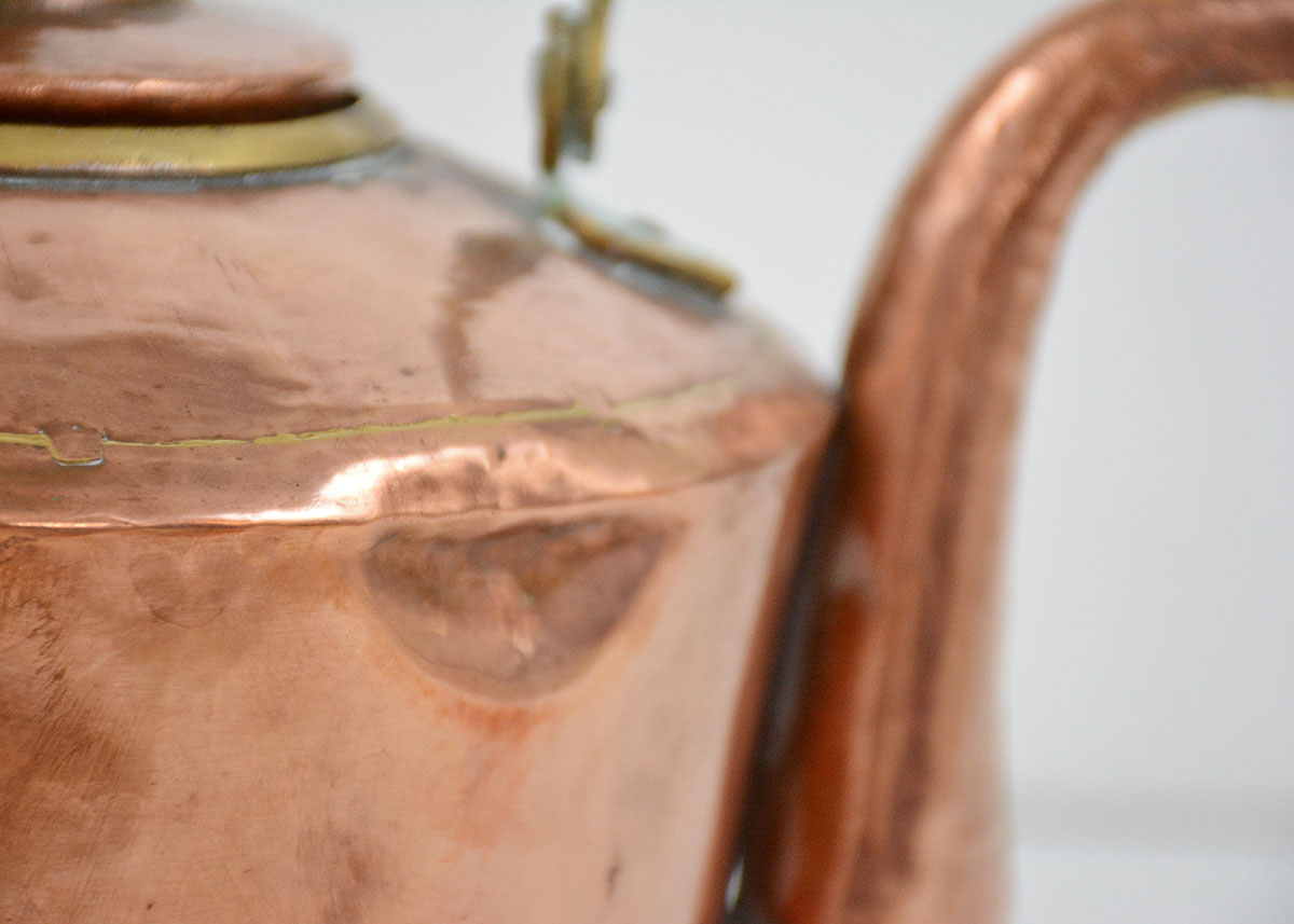 Antique English Hand Hammered Copper Tea Kettle