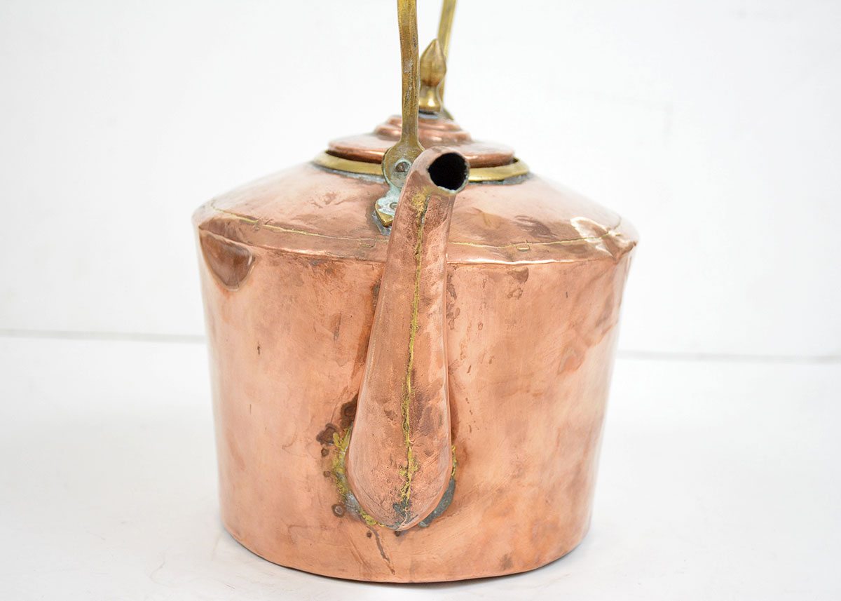 Antique English Hand Hammered Copper Tea Kettle