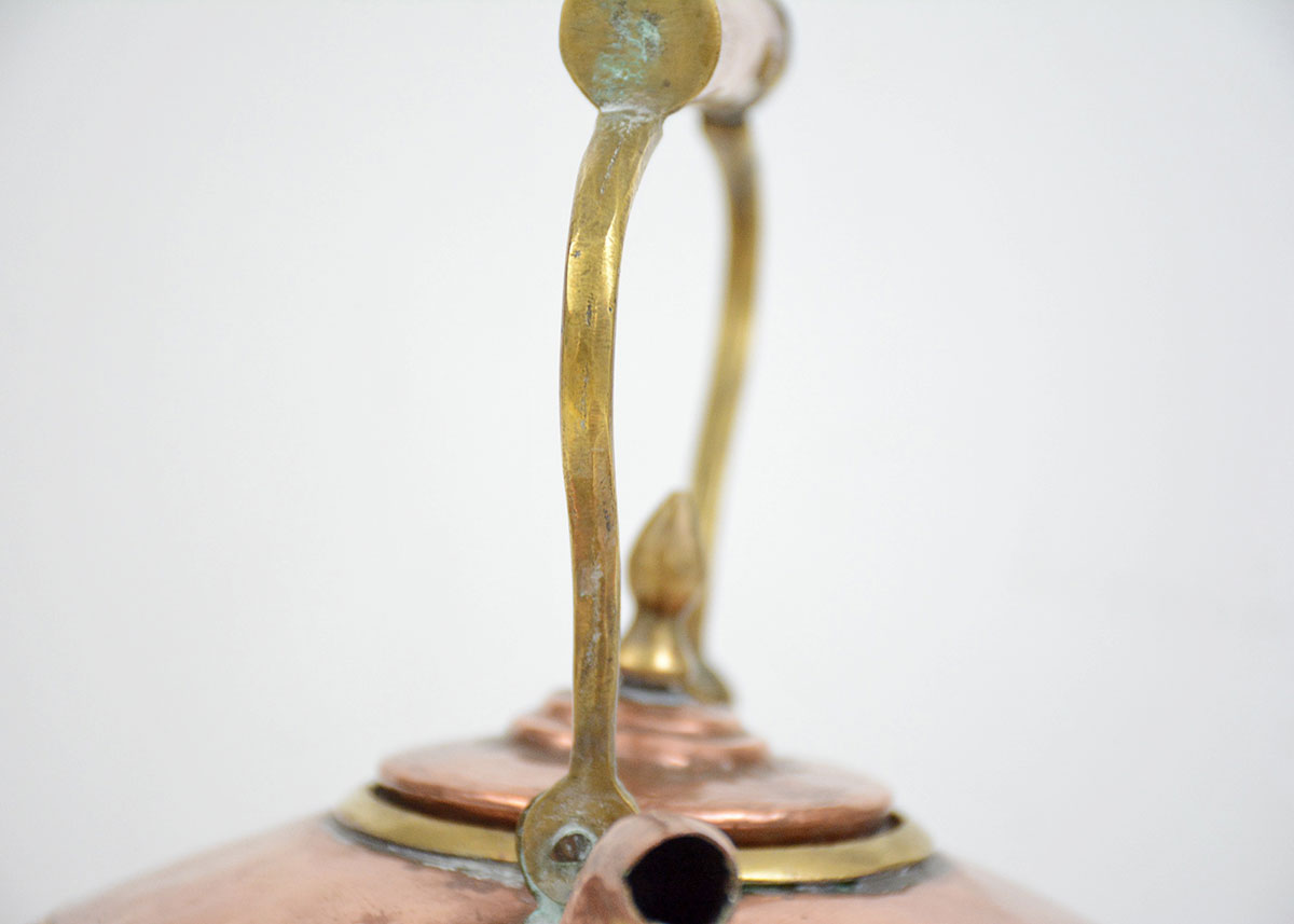 Antique English Hand Hammered Copper Tea Kettle