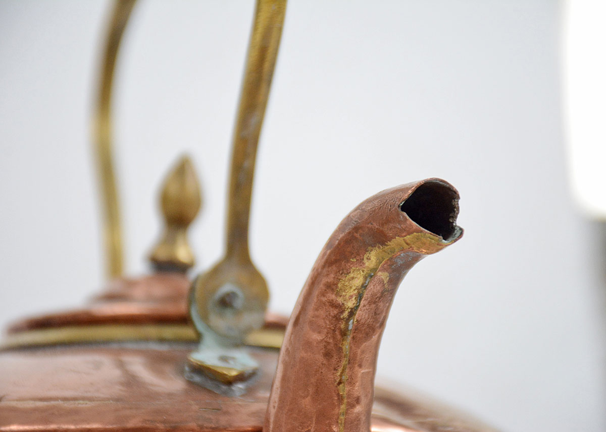 Antique English Hand Hammered Copper Tea Kettle