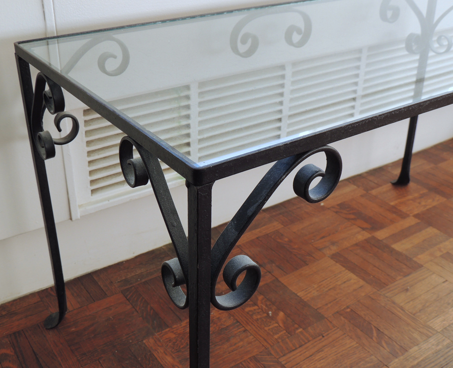Vintage Metal and Glass Top Coffee Table