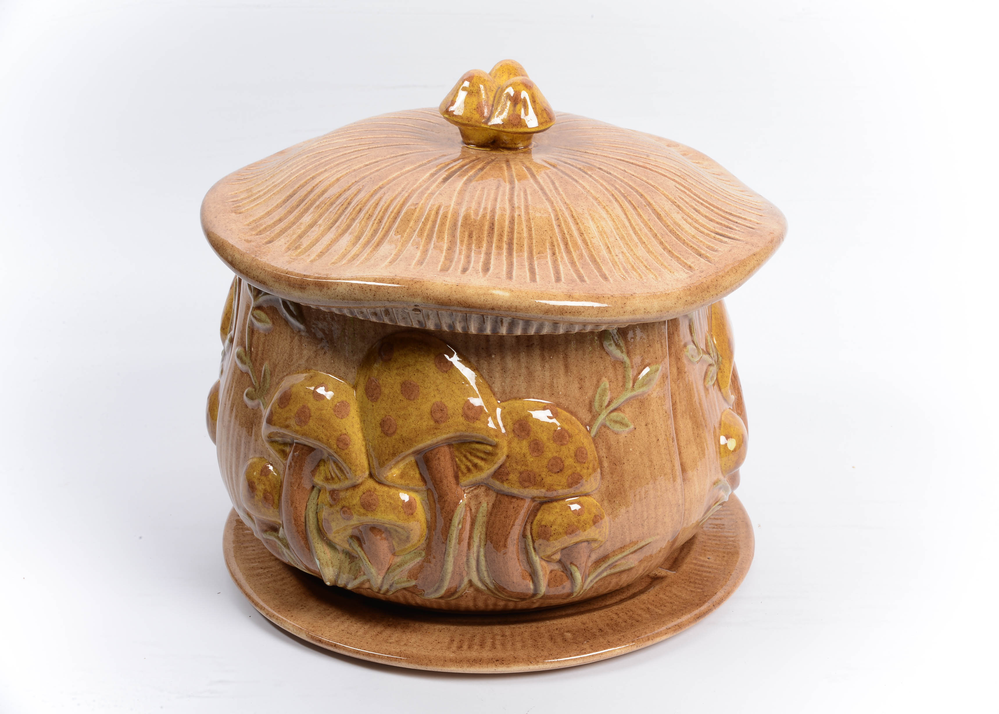 1974 Signed Arnels Mid Century Figural Mushroom Six Piece Canister