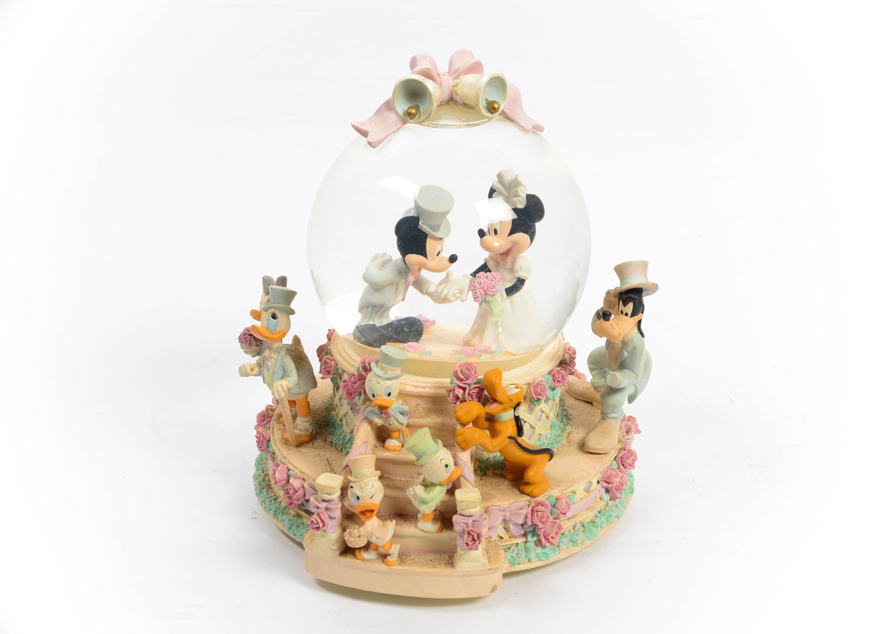 1998 Retired Disney Mickey and Minnie Marriage Musical Snow Globe