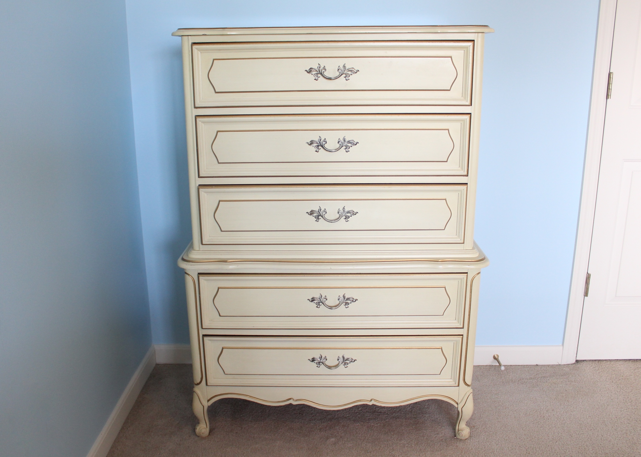 Vintage French Country Chest on Chest of Drawers