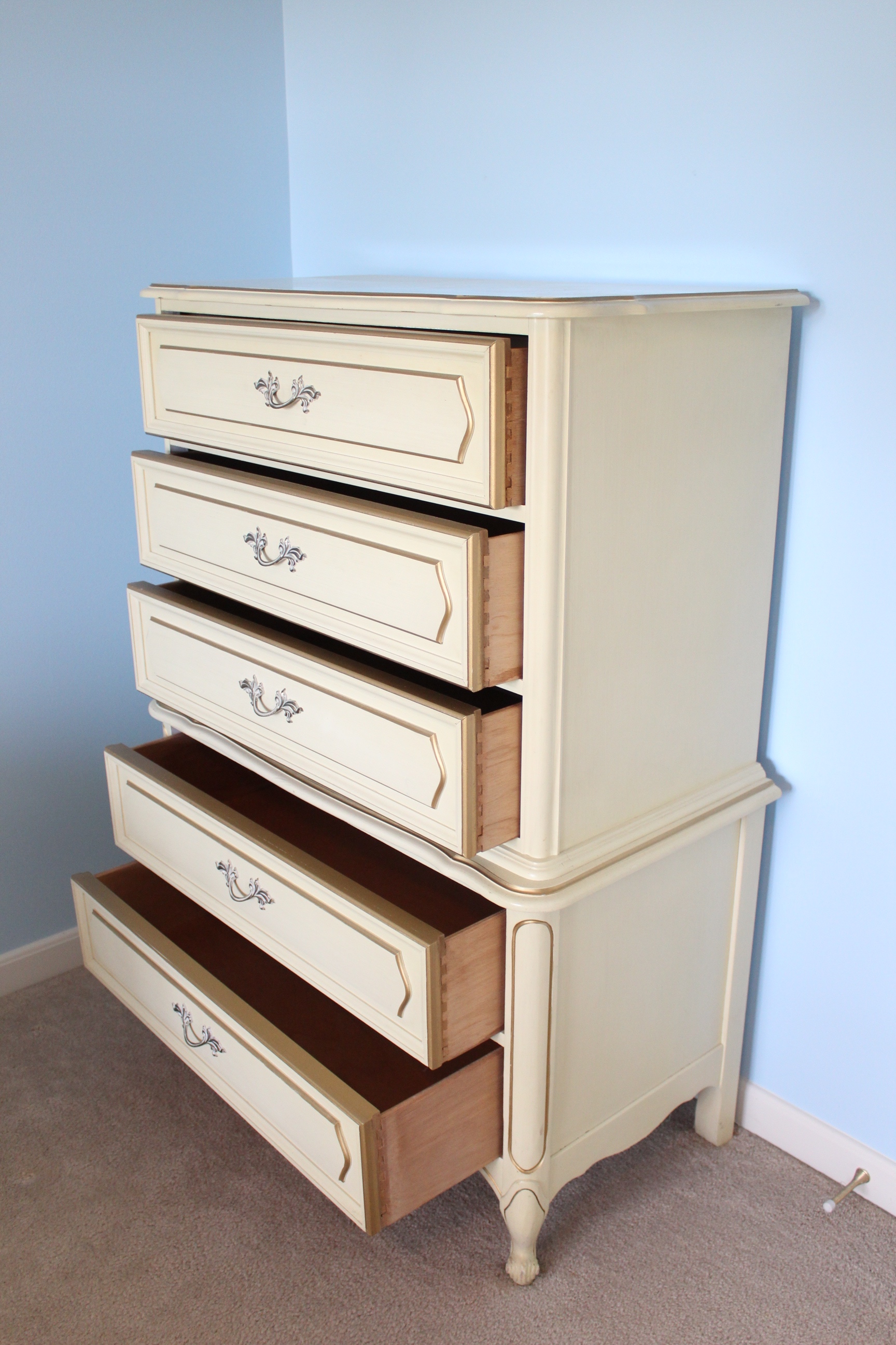 Vintage French Country Chest on Chest of Drawers