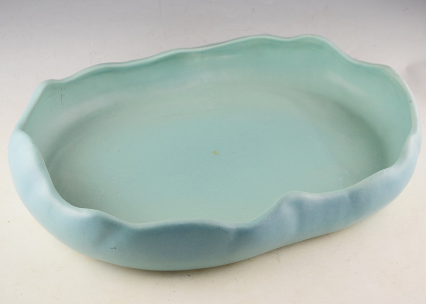 Van Briggle Pottery Art Nouveau Style Center Bowl and Figural Flower Frog