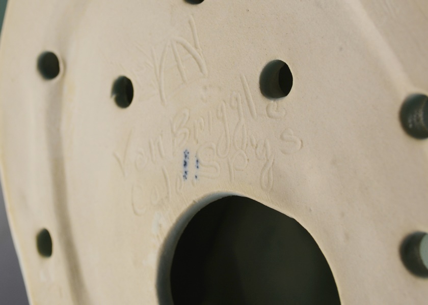 Van Briggle Pottery Art Nouveau Style Center Bowl and Figural Flower Frog