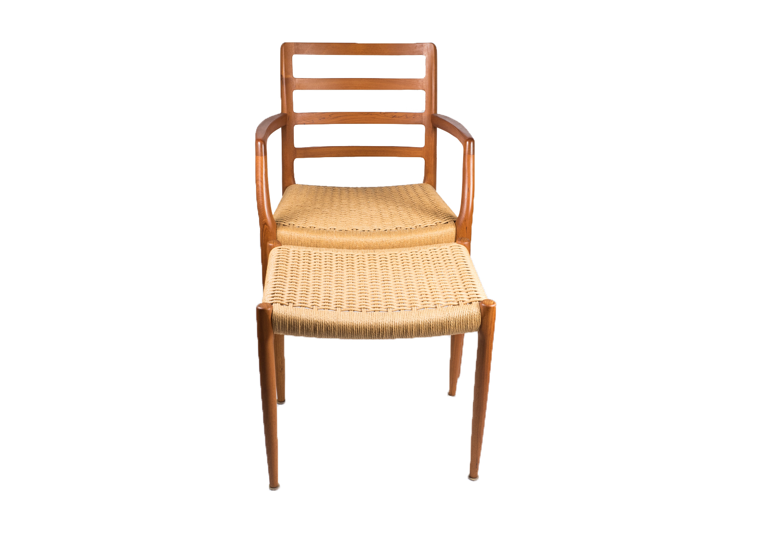 J.L. Moller Teak Arm Chair and Ottoman