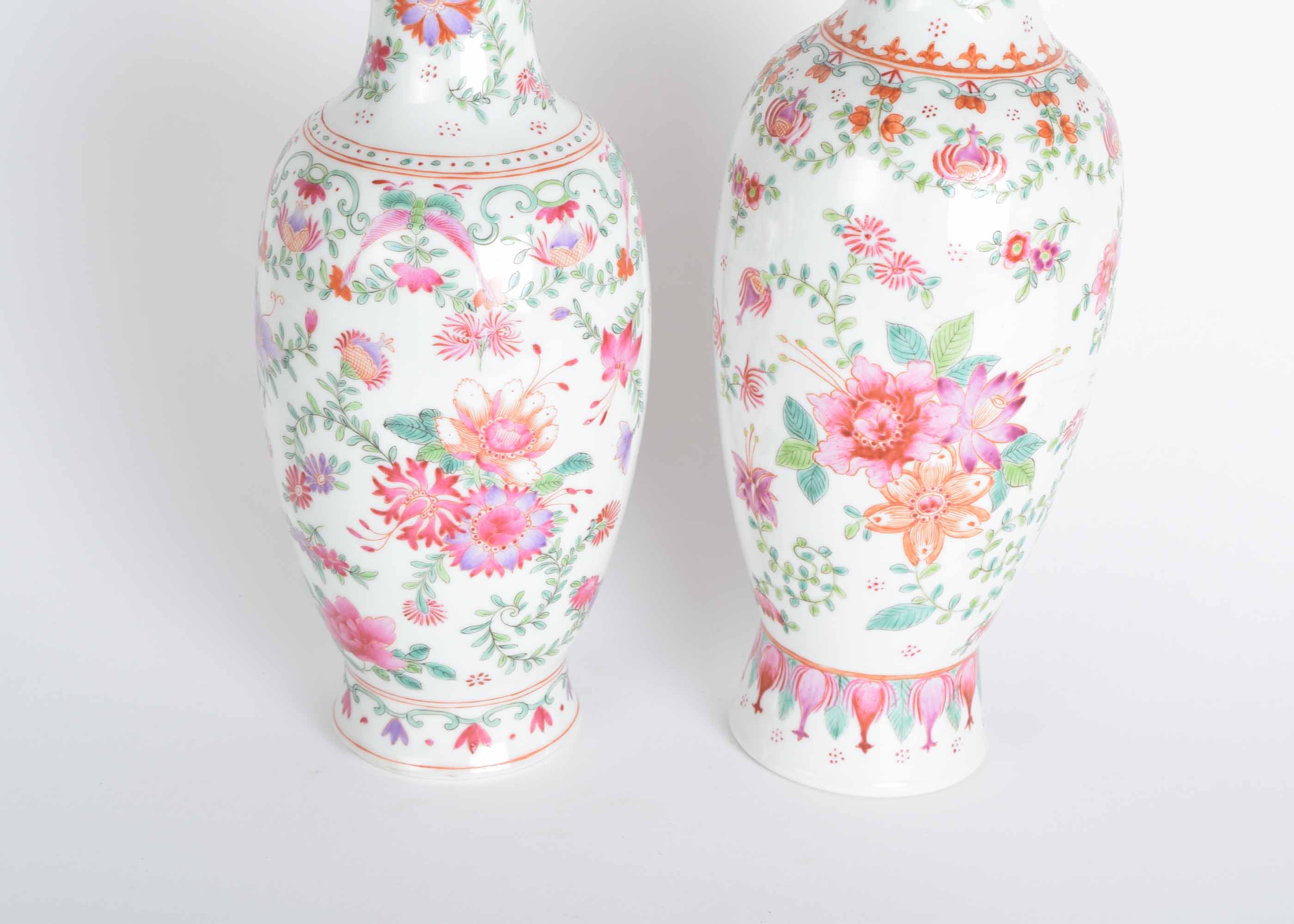 Three Hand Painted Asian Style Vases