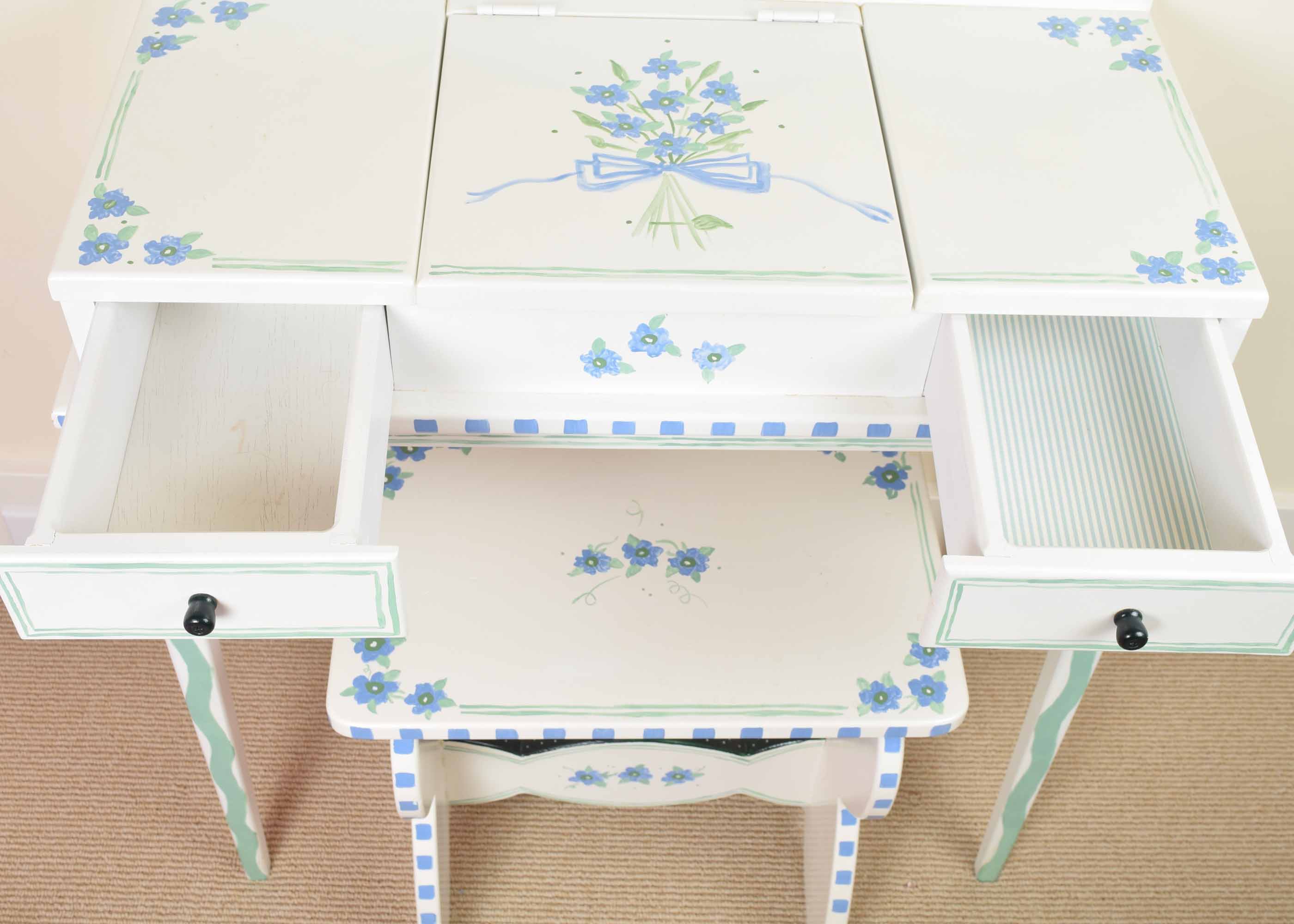 Child's Hand Painted Vanity and Bench