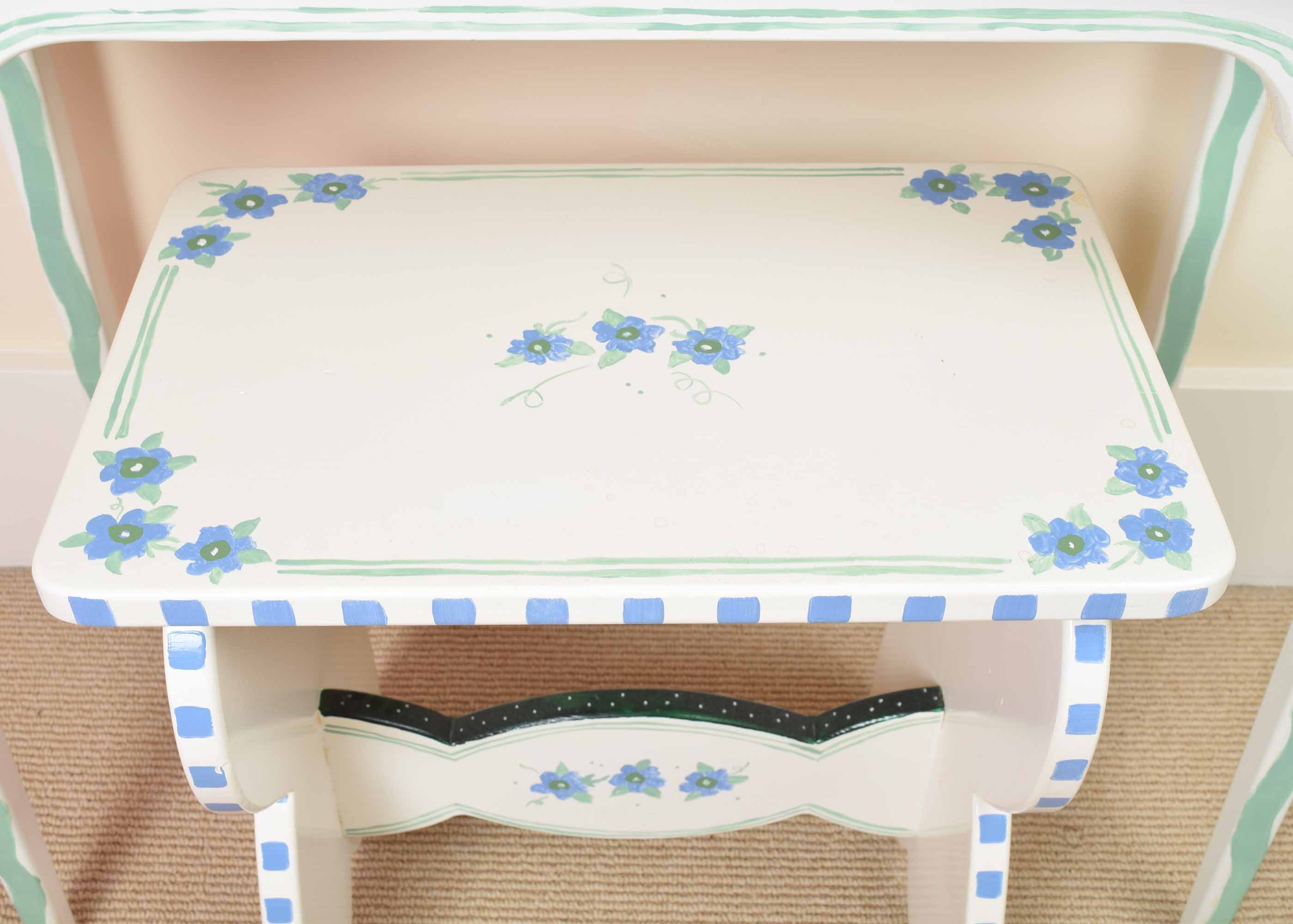 Child's Hand Painted Vanity and Bench