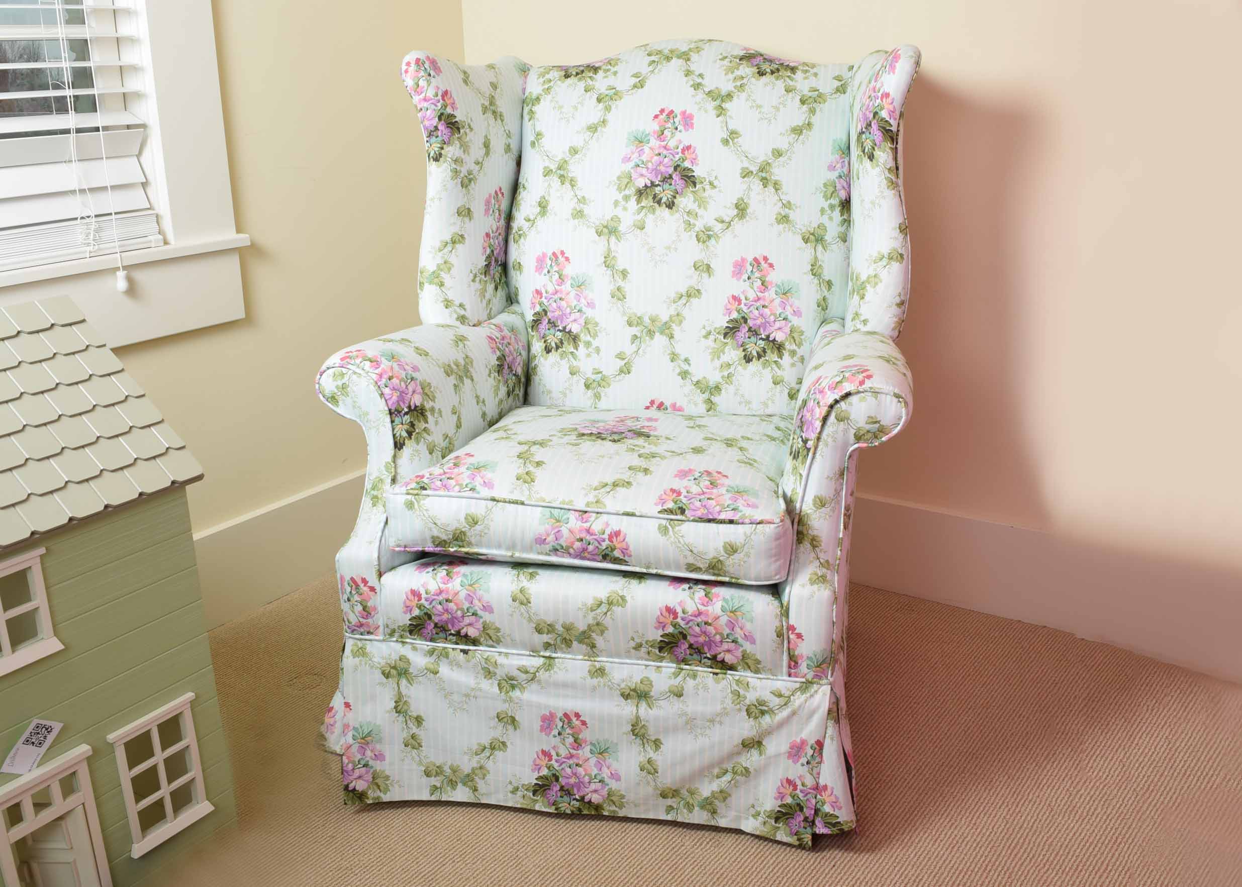 Roll Arm Upholstered Wing Chair