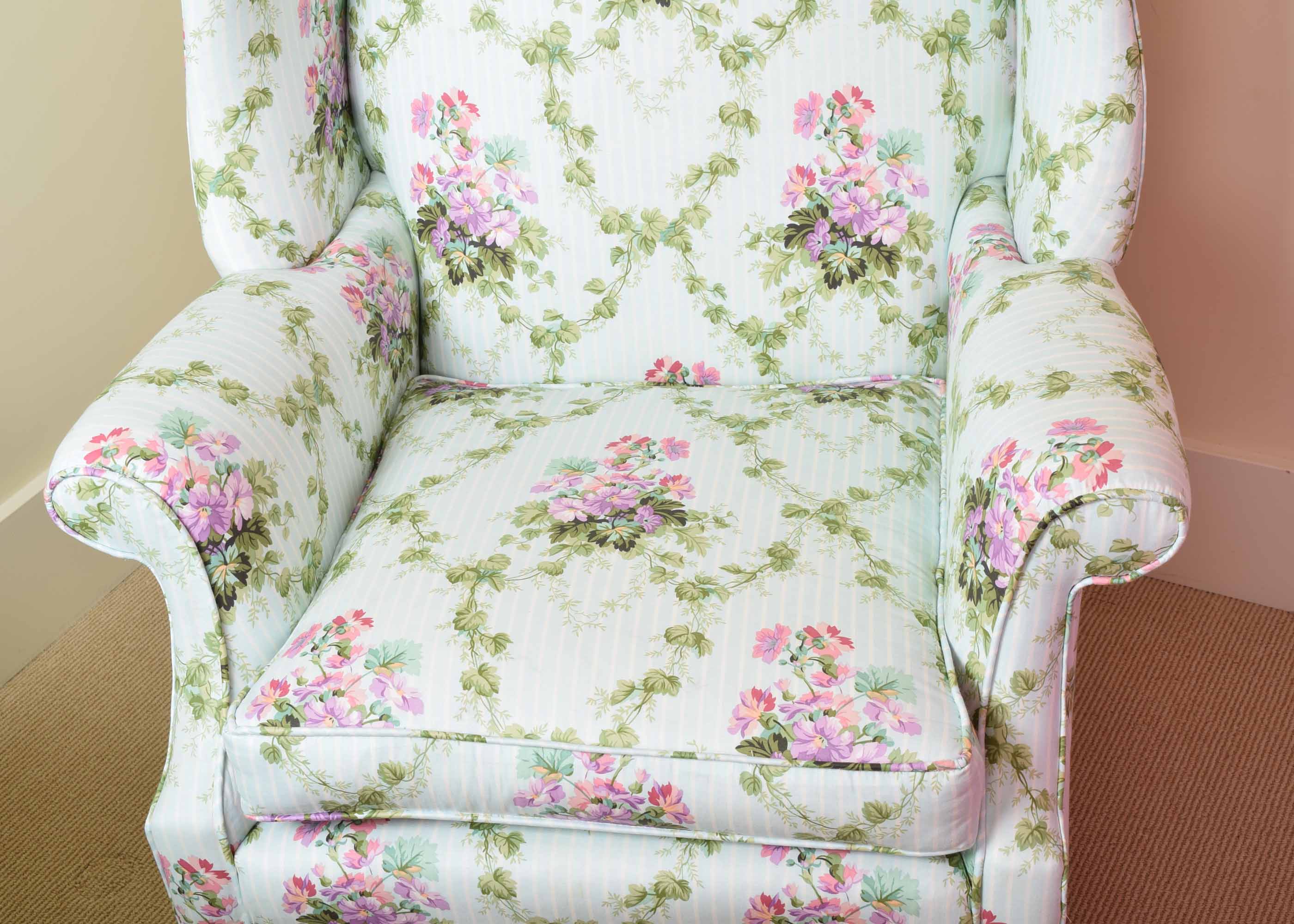 Roll Arm Upholstered Wing Chair