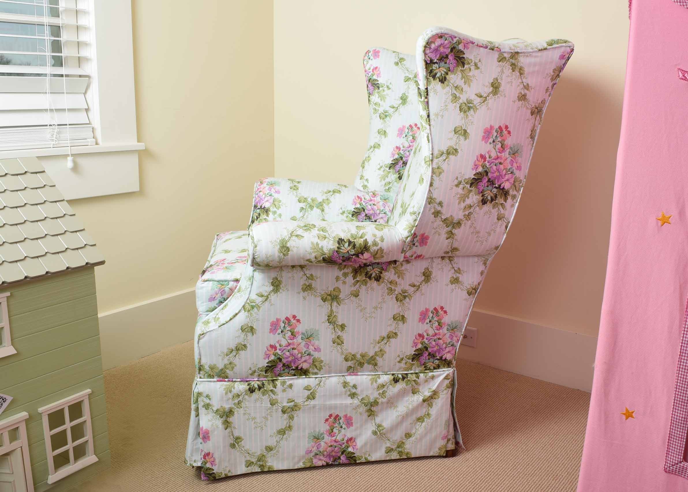 Roll Arm Upholstered Wing Chair