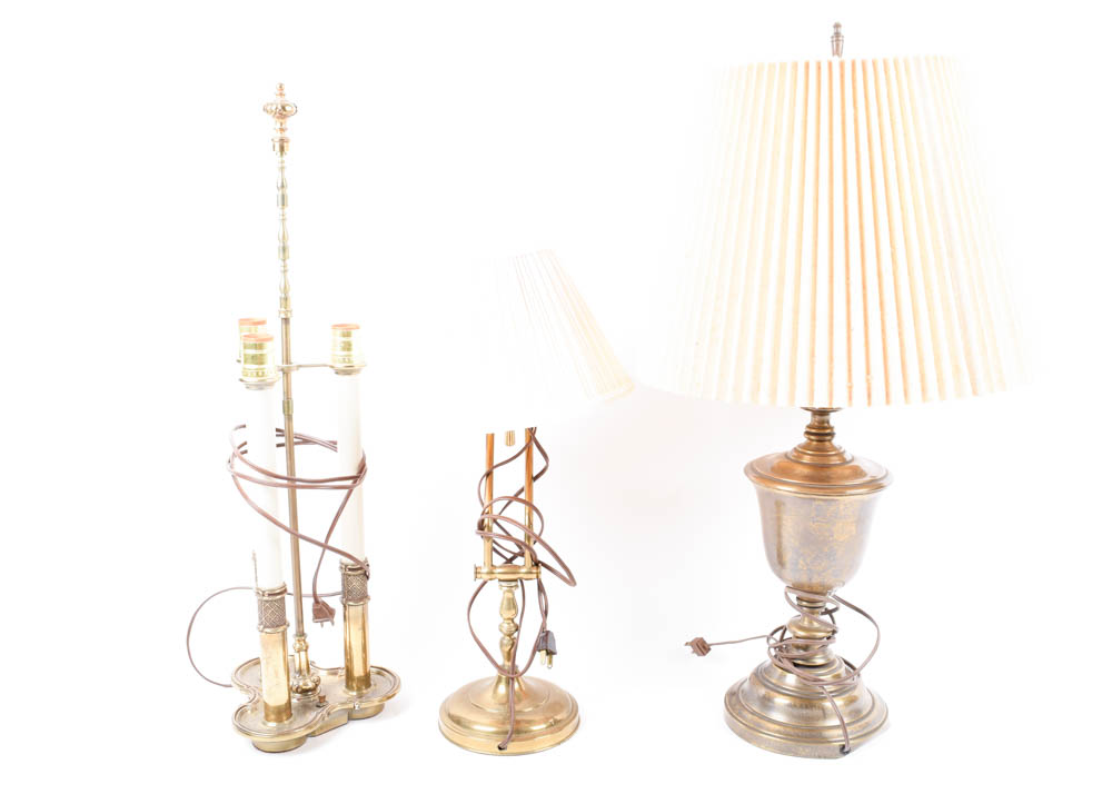 Trio of Vintage Brass Lamps