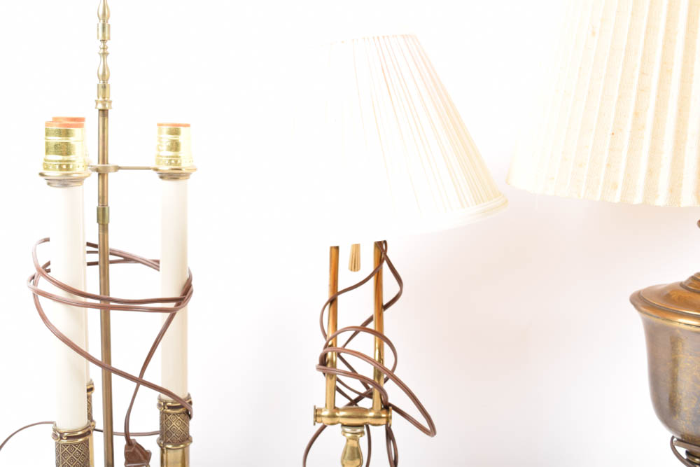 Trio of Vintage Brass Lamps