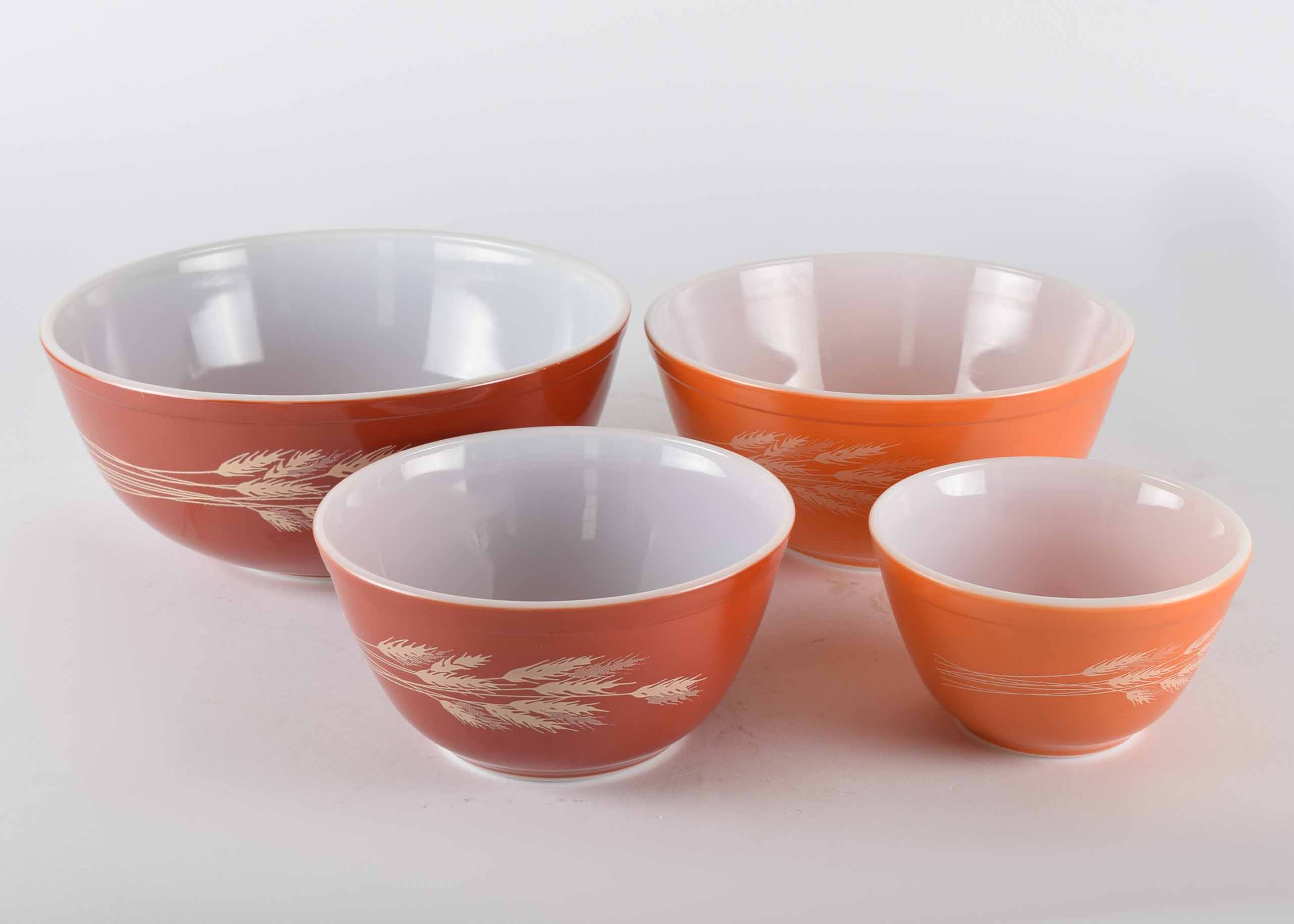 Vintage Orange Pyrex Harvest Wheat Mixing Bowl Set