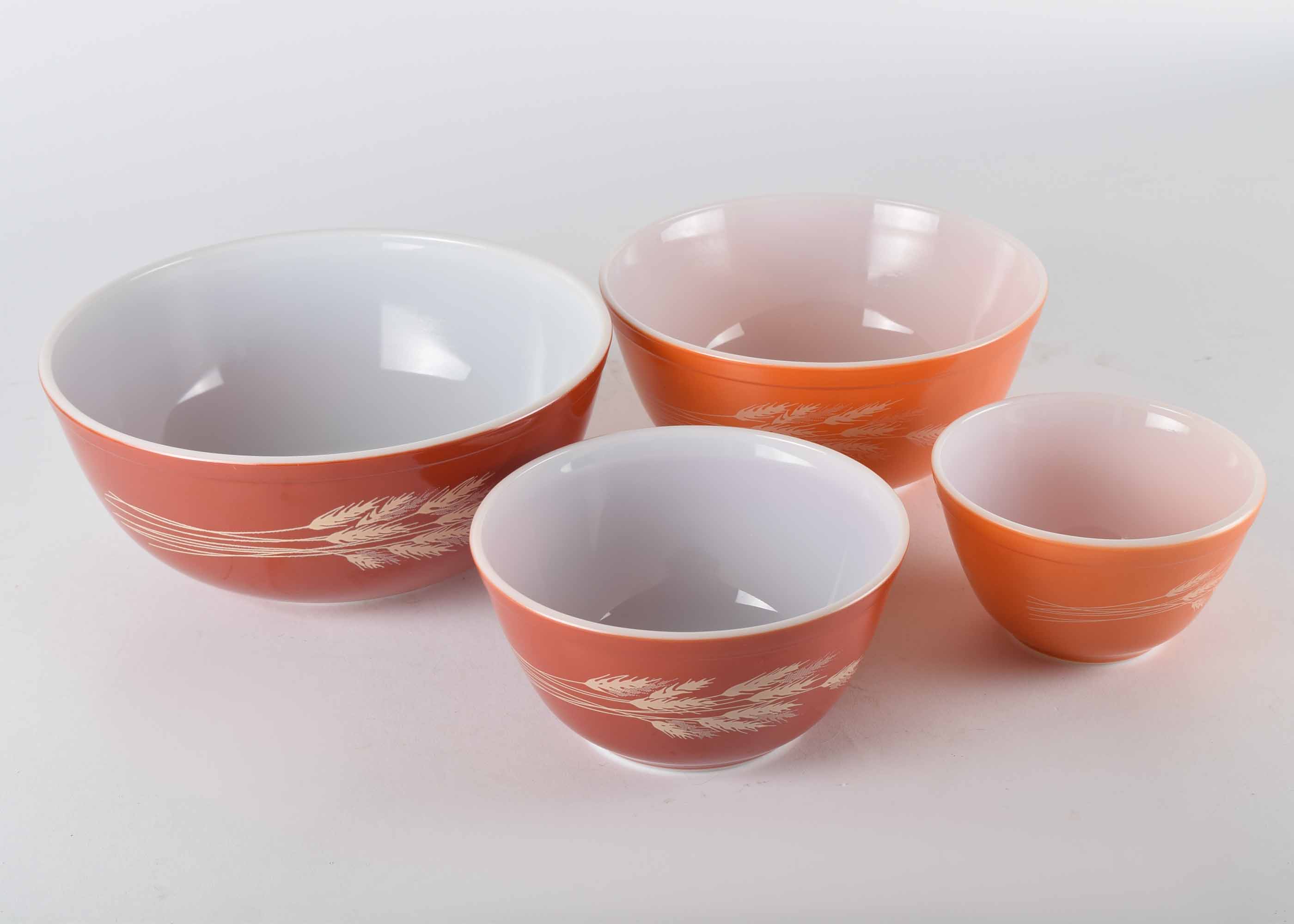 Vintage Orange Pyrex Harvest Wheat Mixing Bowl Set