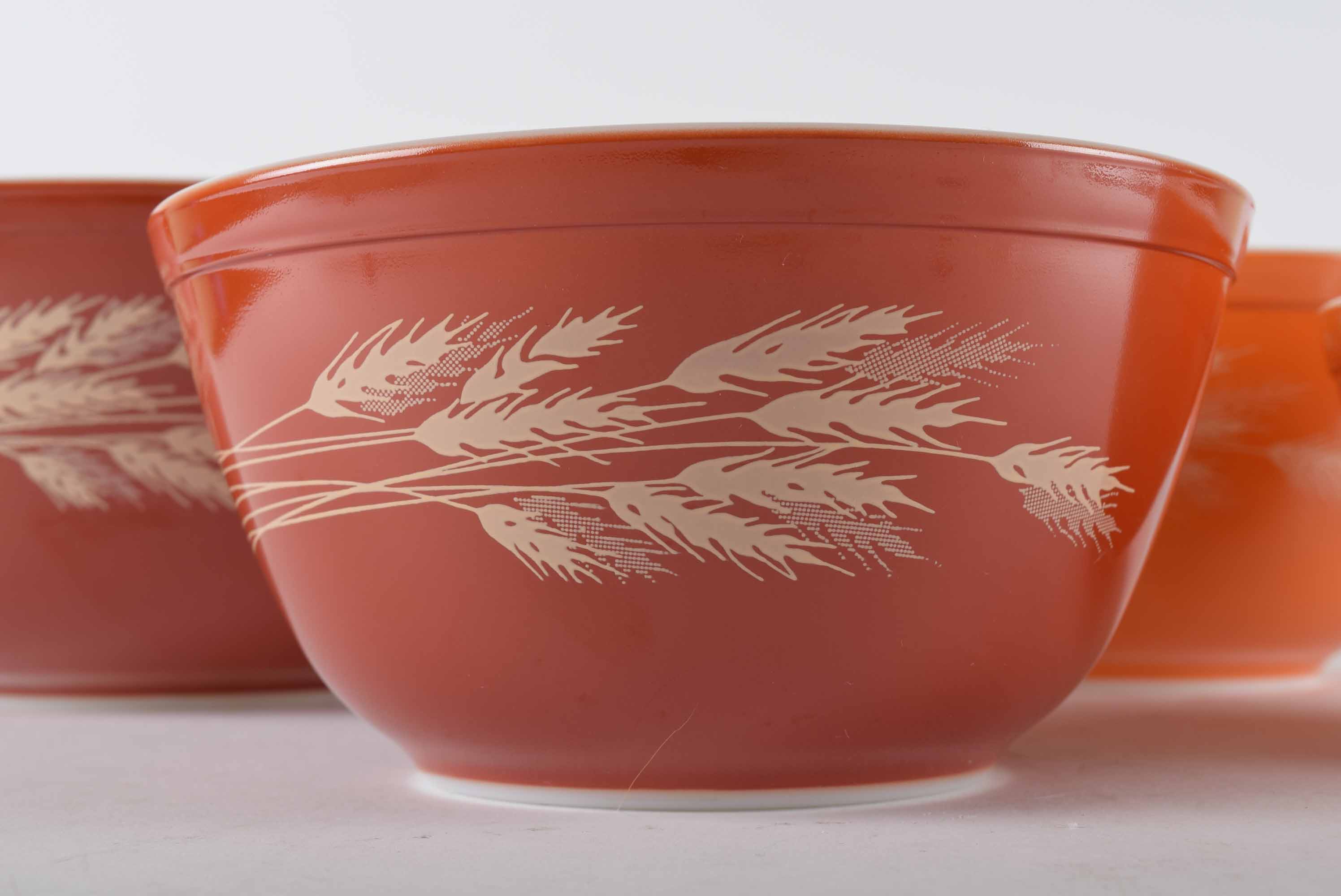 Vintage Orange Pyrex Harvest Wheat Mixing Bowl Set