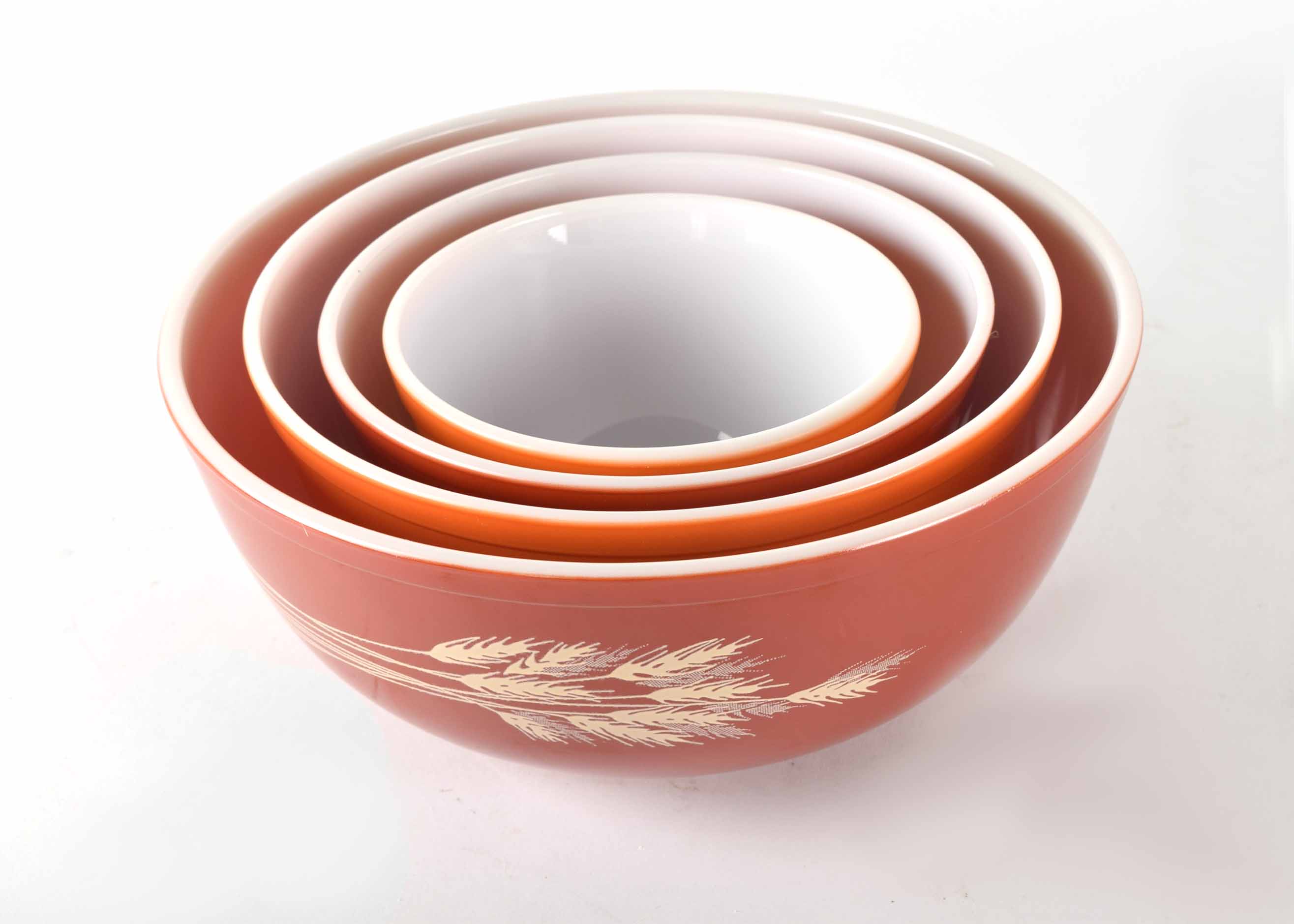 Vintage Orange Pyrex Harvest Wheat Mixing Bowl Set