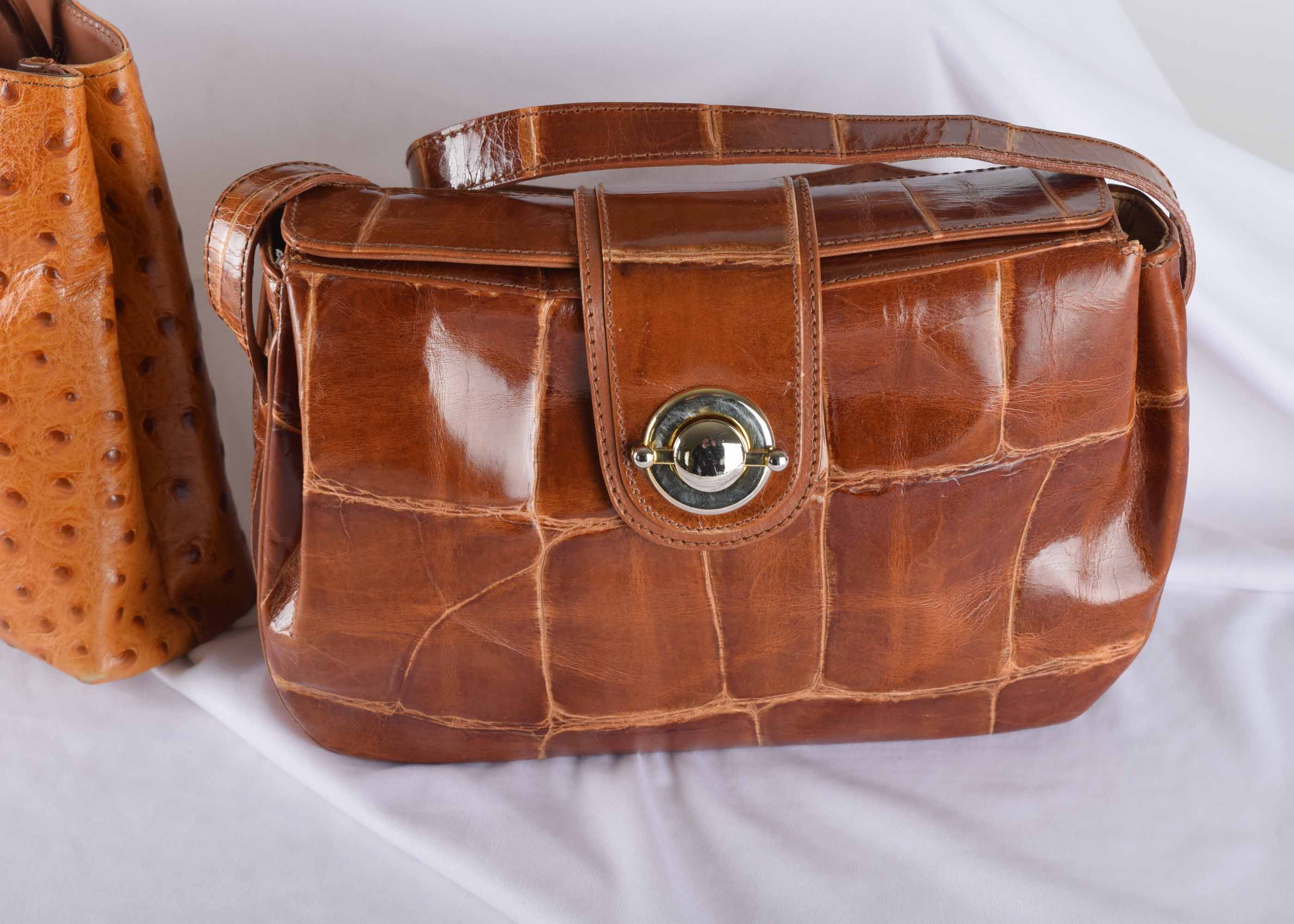 Brown Leather Handbag Trio