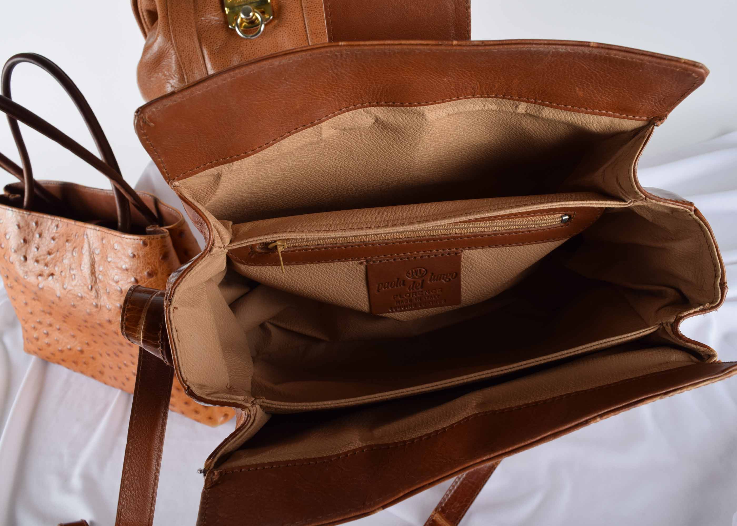 Brown Leather Handbag Trio