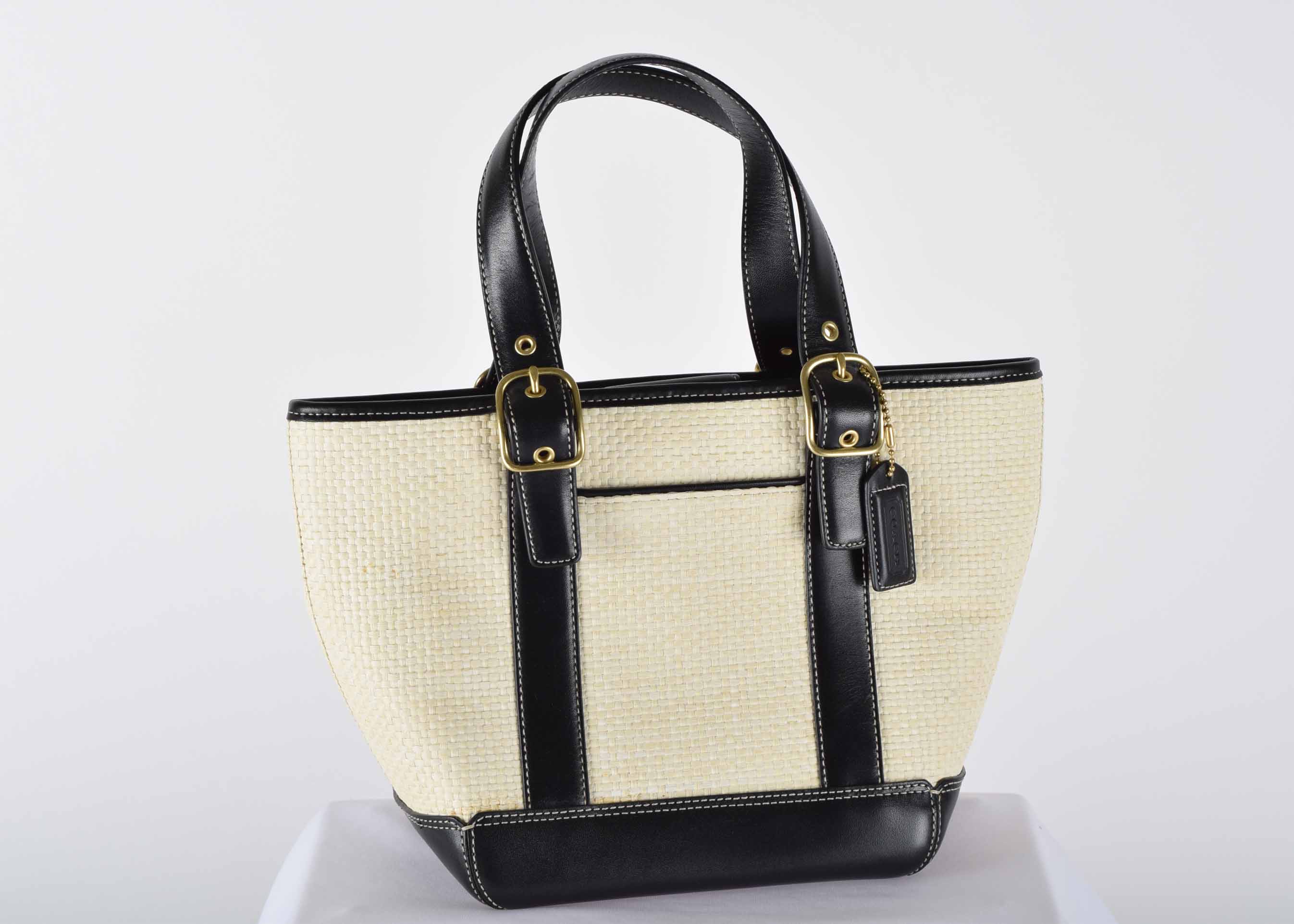 Coach Straw and Leather Handbag