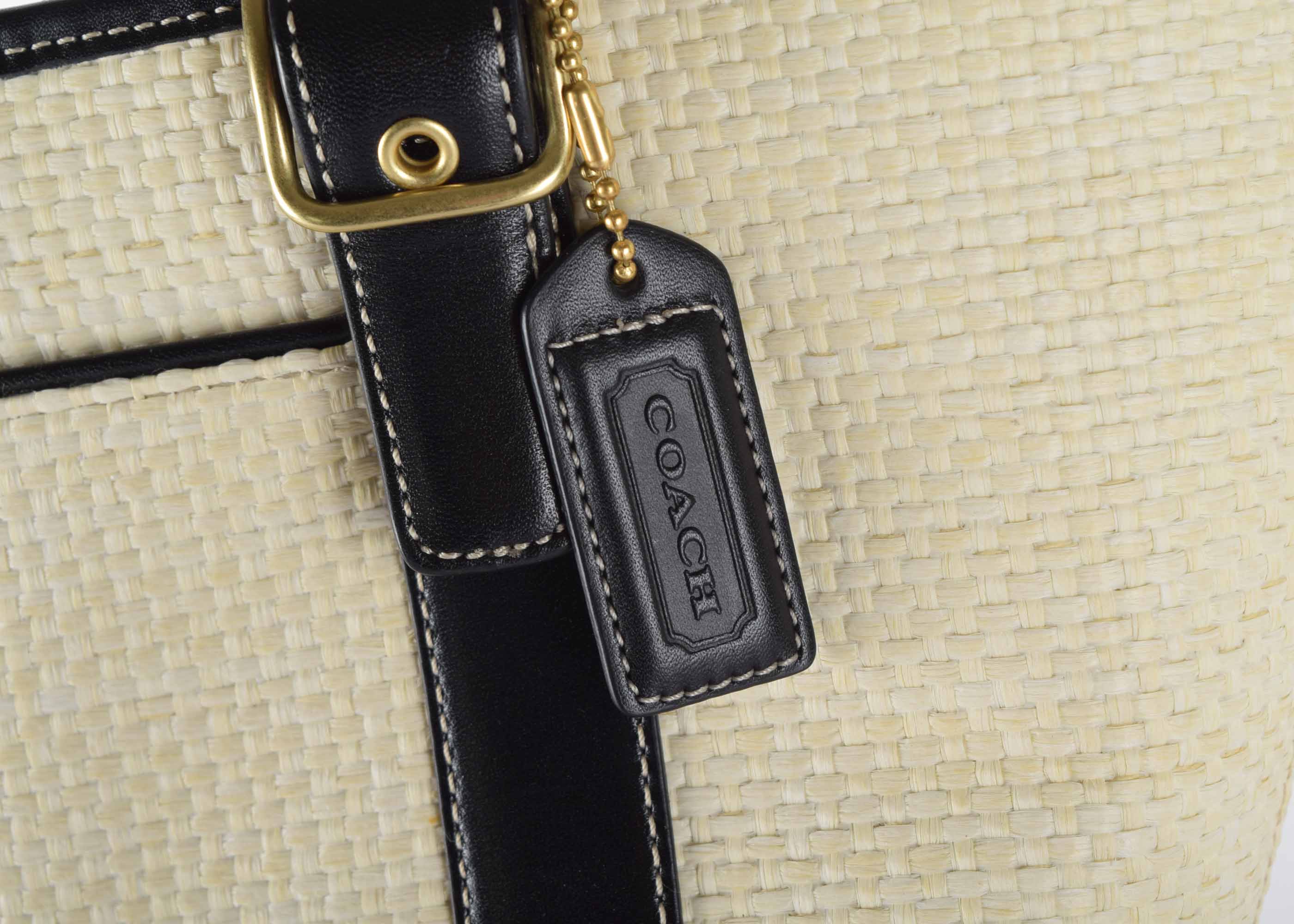 Coach Straw and Leather Handbag