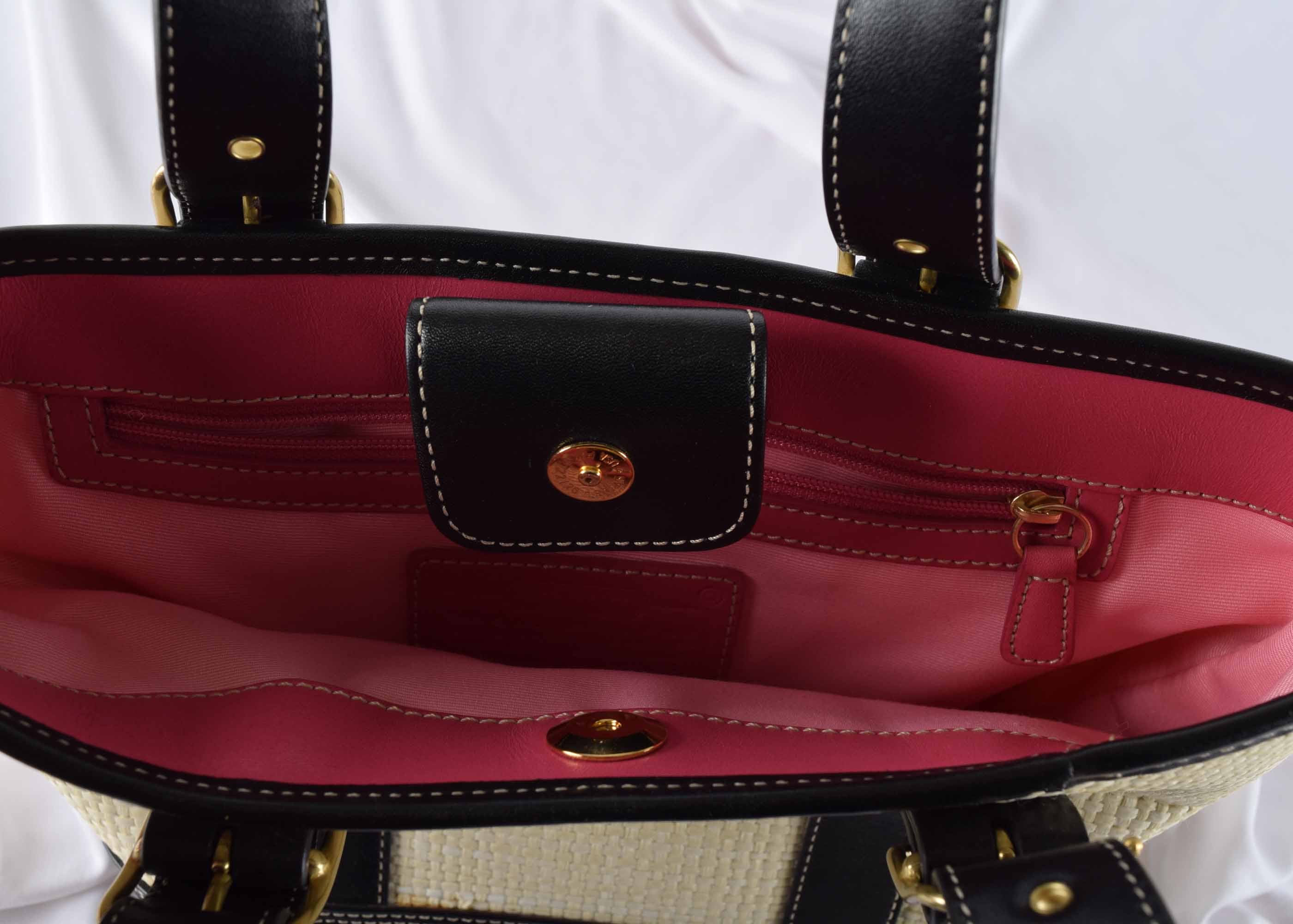 Coach Straw and Leather Handbag