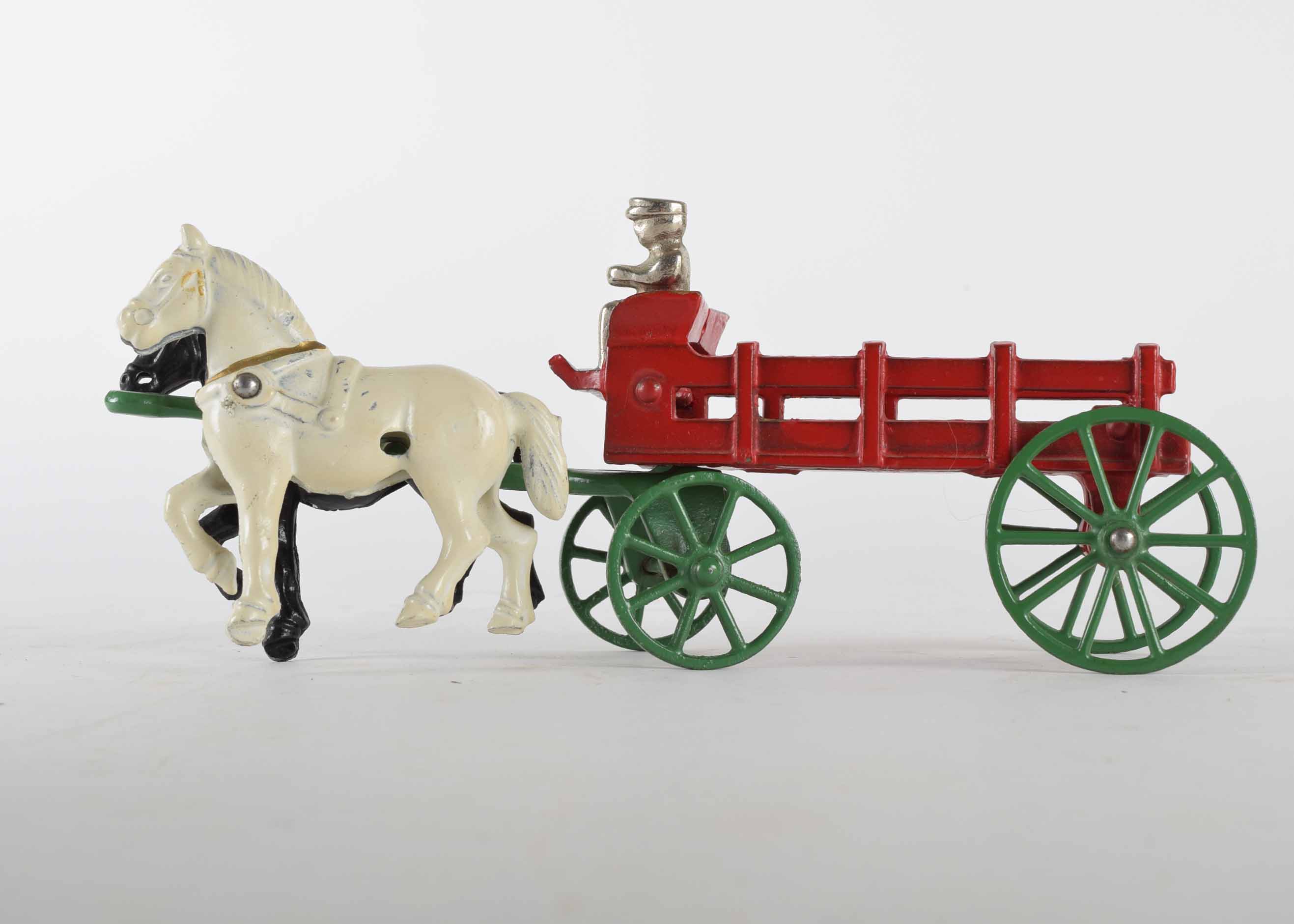 Vintage Cast Iron Horse and Cart
