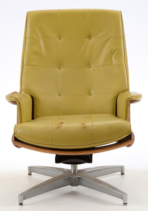 Mid-Century Modern Heywood Wakefield Teak Side Chair and Ottoman