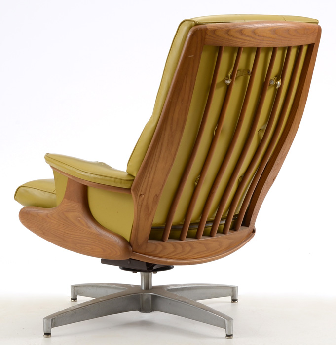 Mid-Century Modern Heywood Wakefield Teak Side Chair and Ottoman