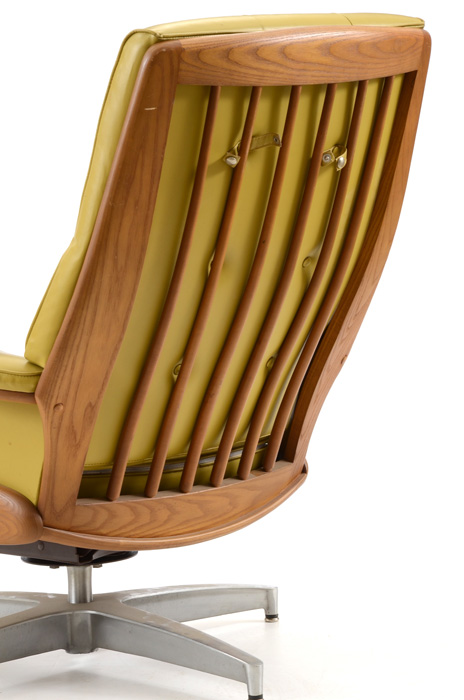 Mid-Century Modern Heywood Wakefield Teak Side Chair and Ottoman